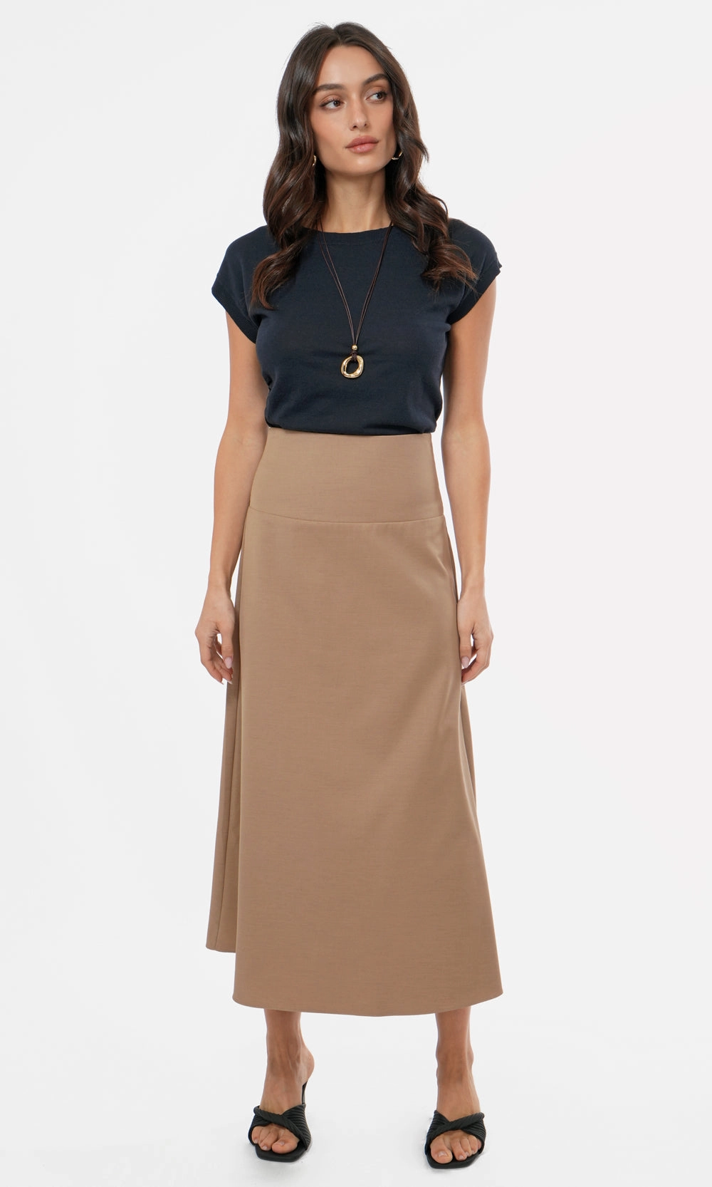 Kaia Asymetric Knit Top in Ink Trend Focused