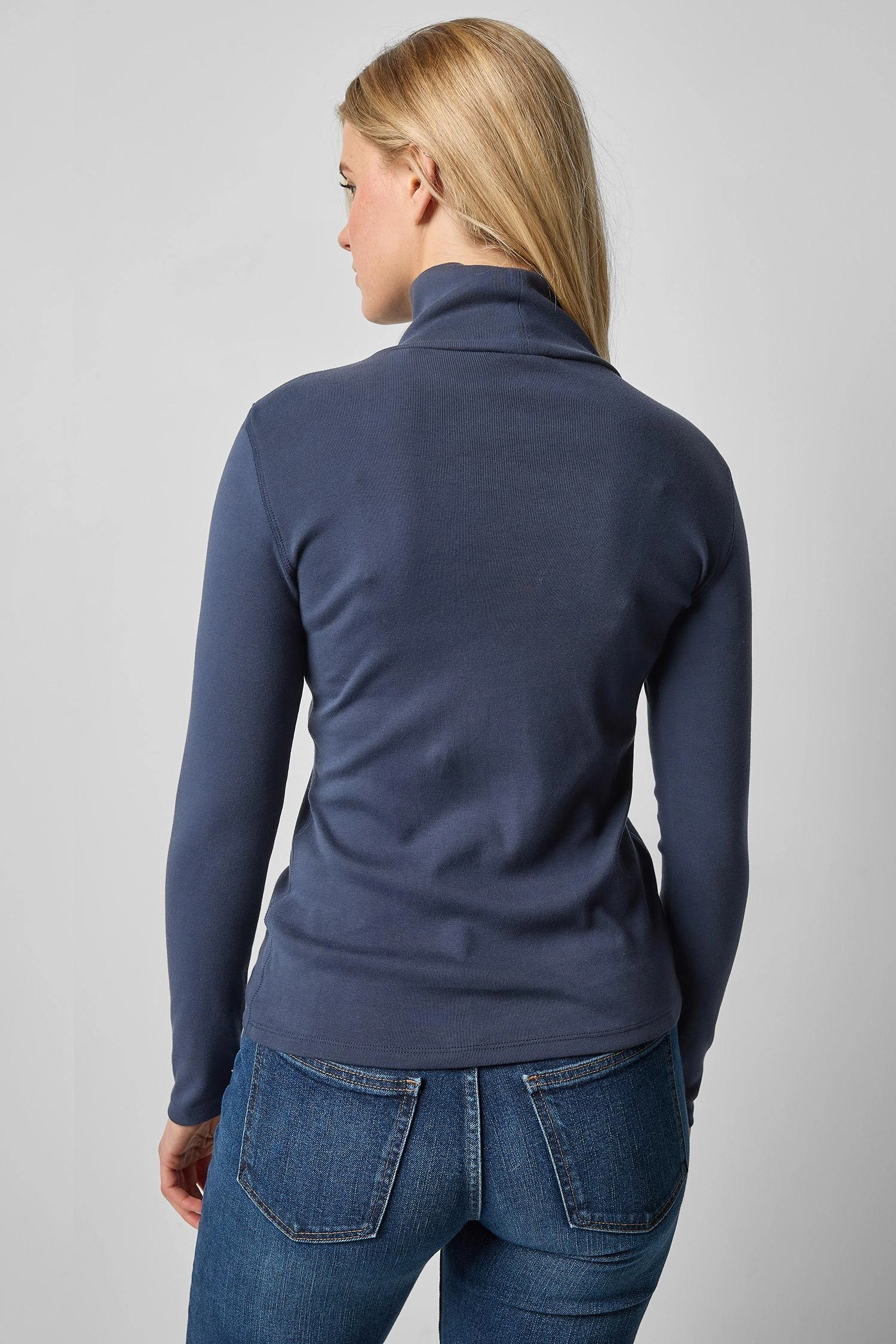 Long Sleeve Turtleneck Tee Dark Navy Summer Dress FrictionReducing