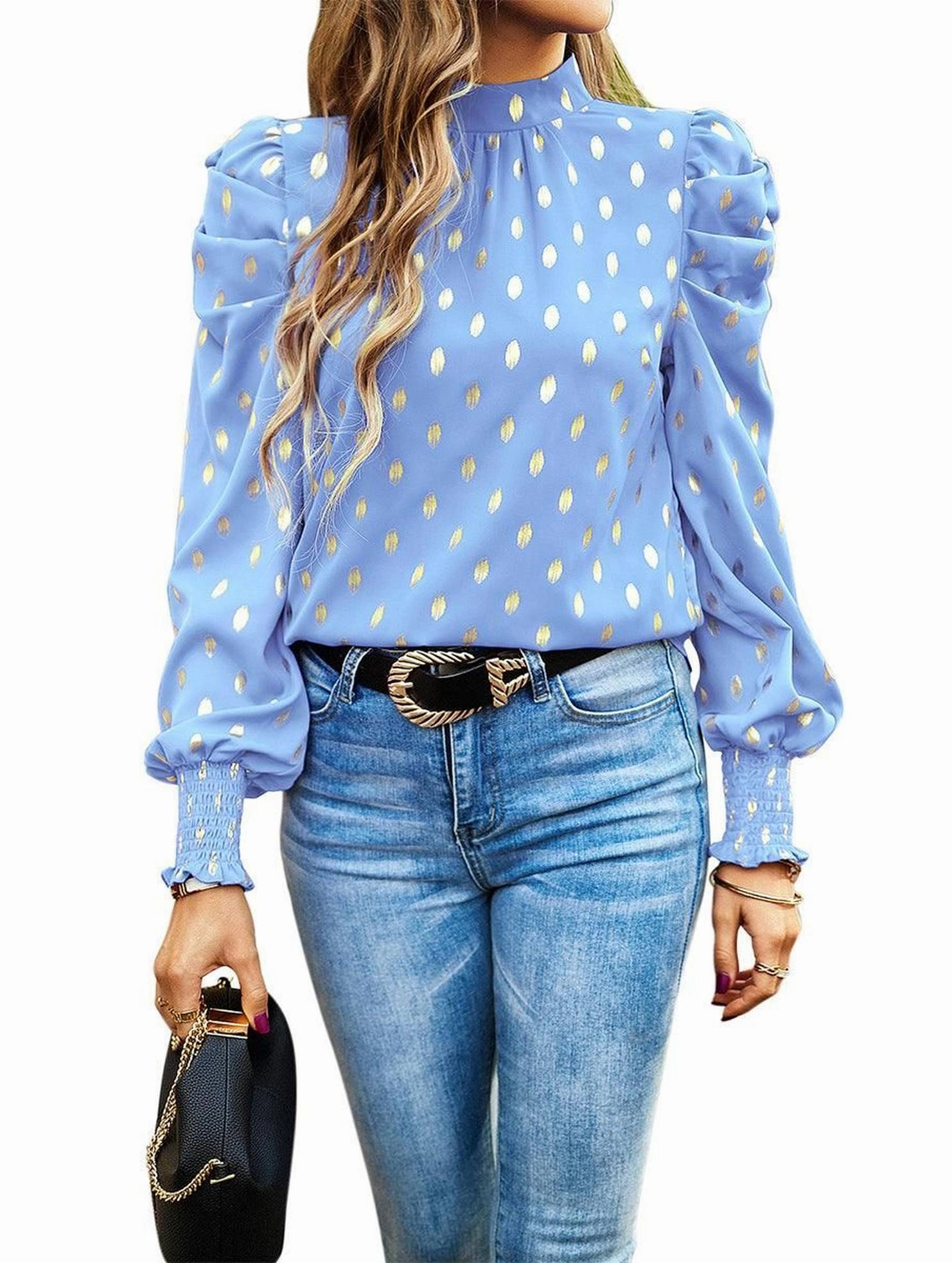 Stain Resistant Treatment ROUND NECK RUFFLED SLEEVE LOOSE TOP