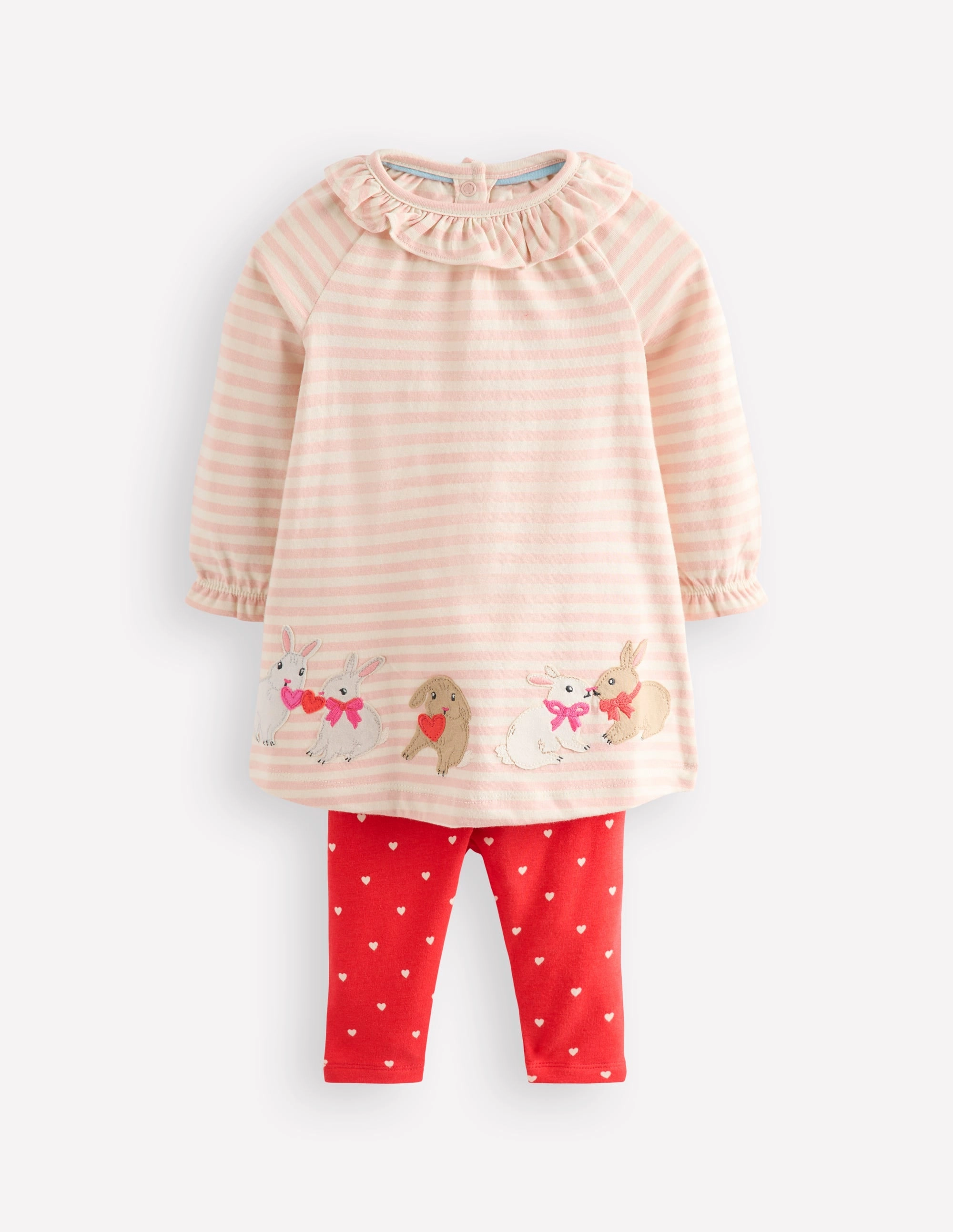 Weekend Natural Smart Indoor Jersey Logo Dress Set-Chalk Pink Bunnies