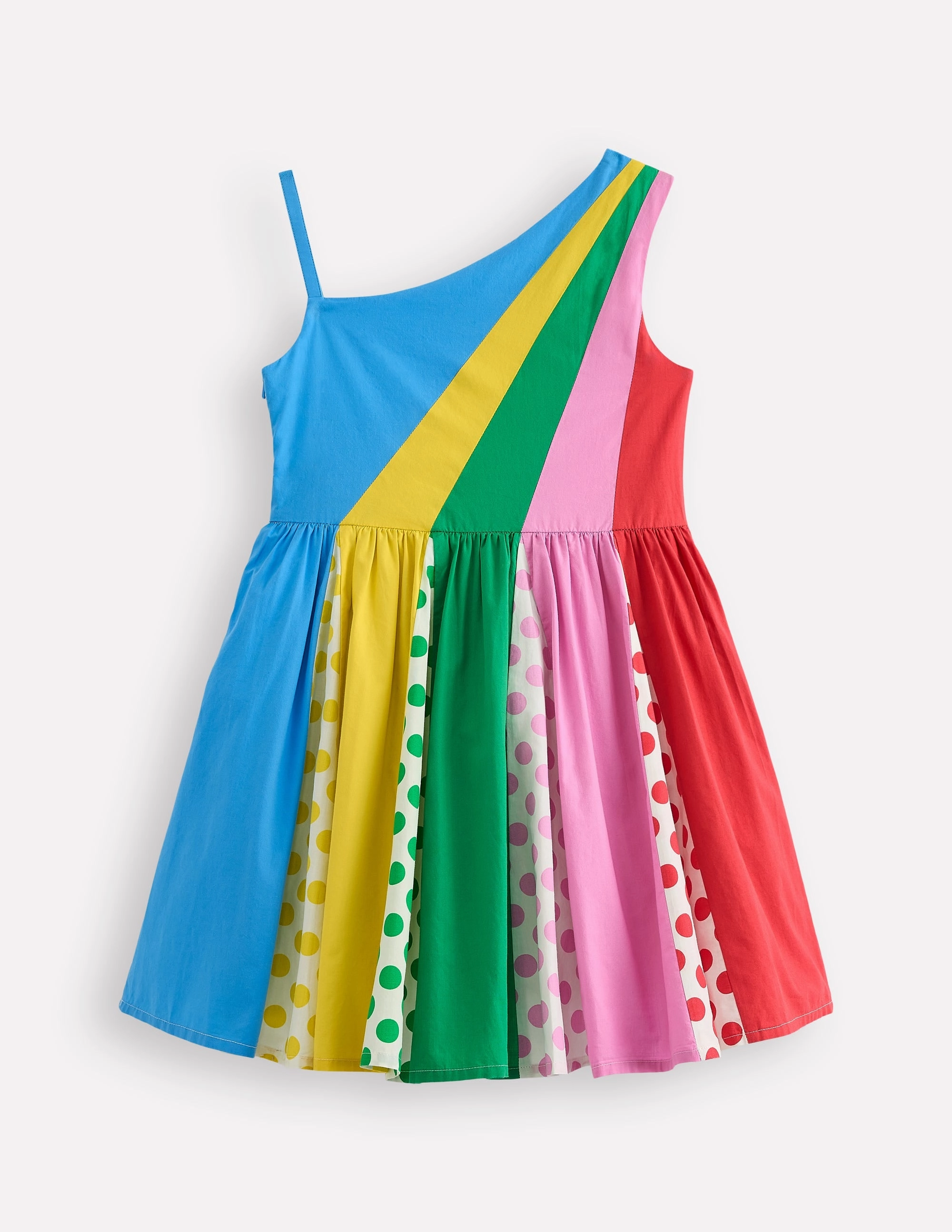 One Shoulder Woven Dress-Multi Spot Cool Shape