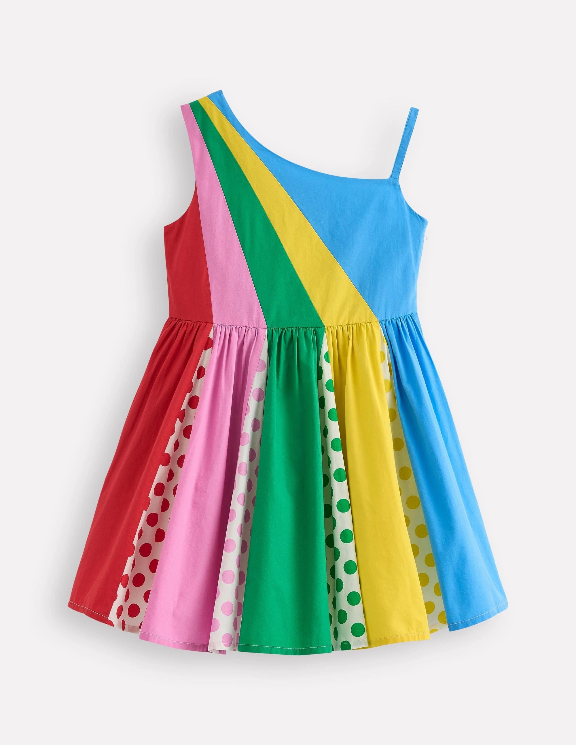 Outdoor Scene Visual Balance One Shoulder Woven Dress-Multi Spot