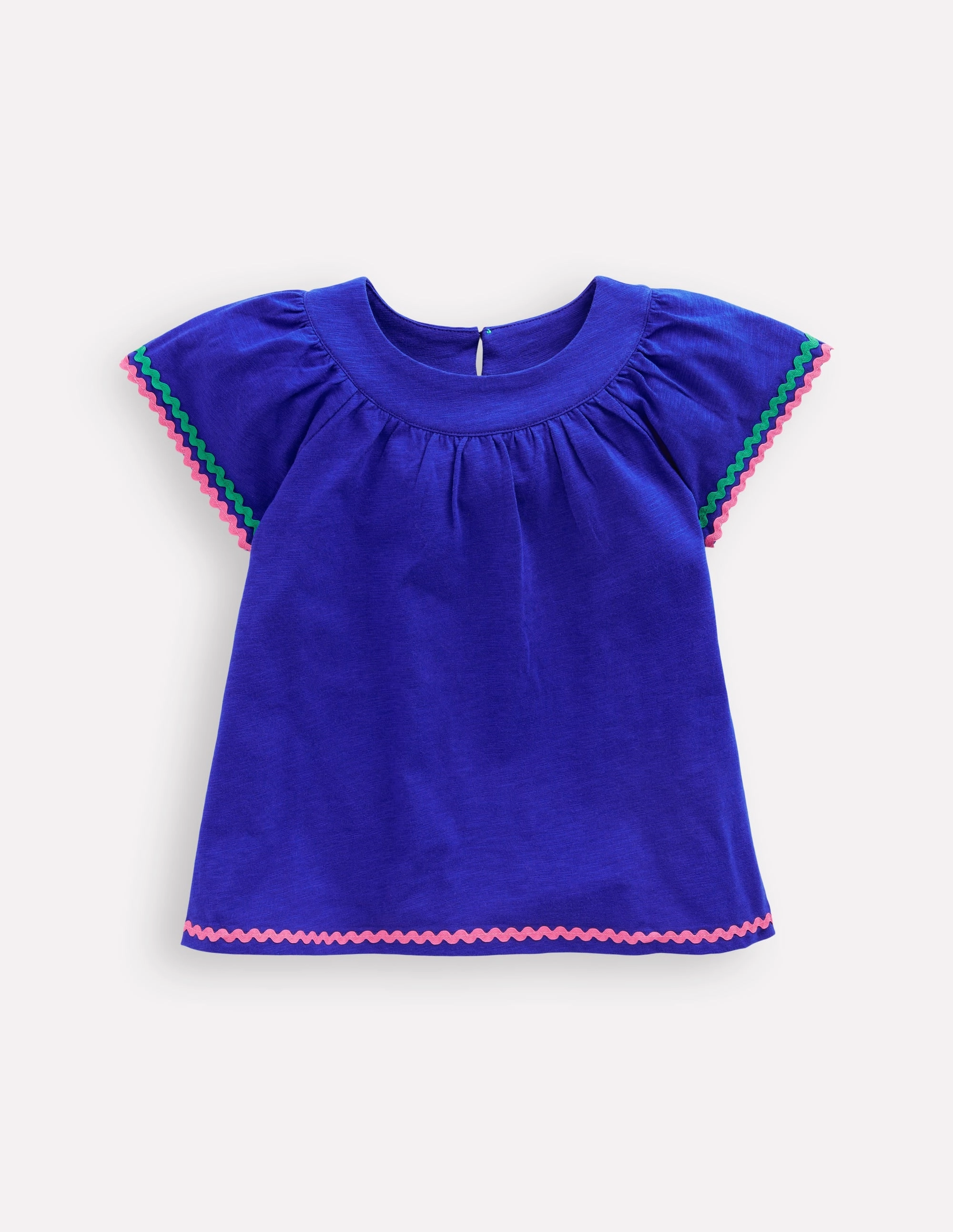 Trim Detail Pretty Top-Bright Blue QuickDry