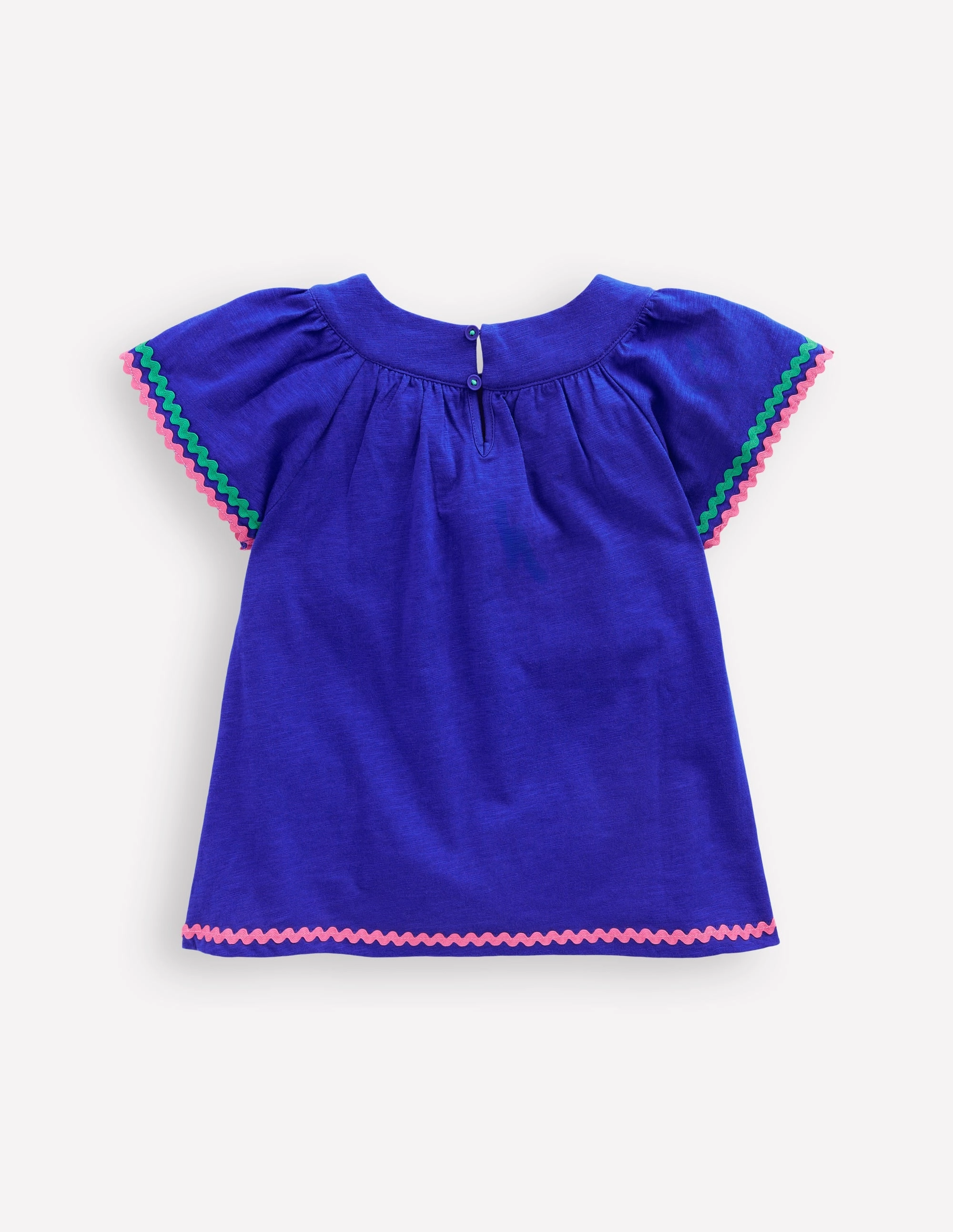 CroppedLength AntiPilling Finish Trim Detail Pretty Top-Bright Blue