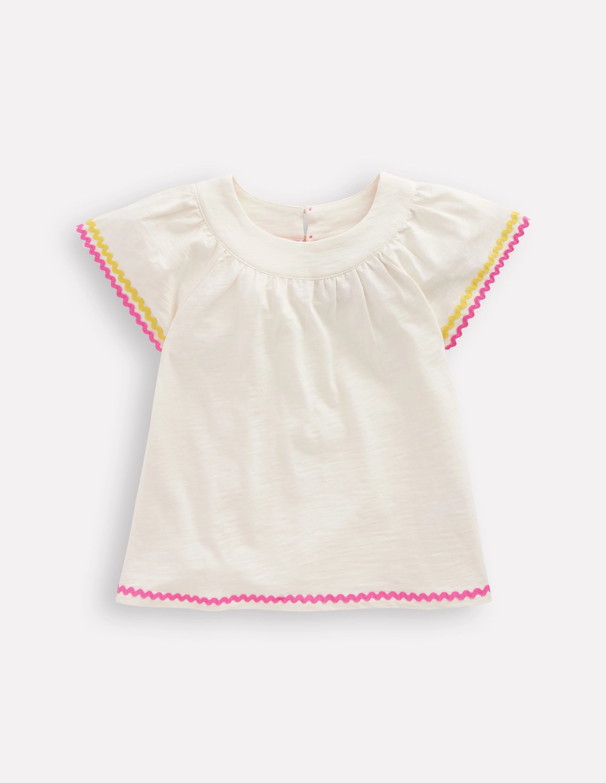 Trim Detail Pretty Top-Soft Ivory Anti Static Cloth Blend Flexible Knit