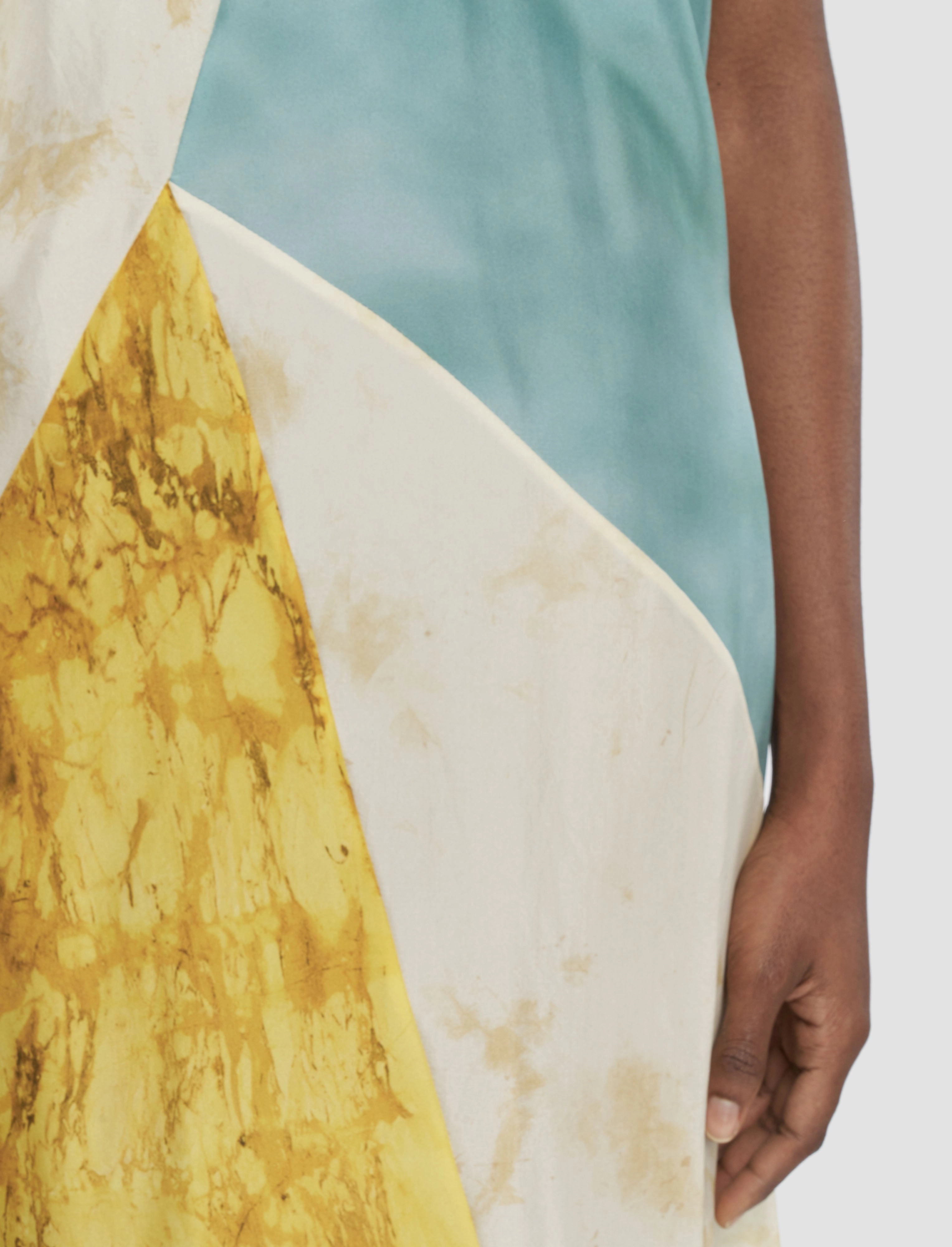 Tulipa Planchart Print Silk Dress Collar Accent Easy Flow