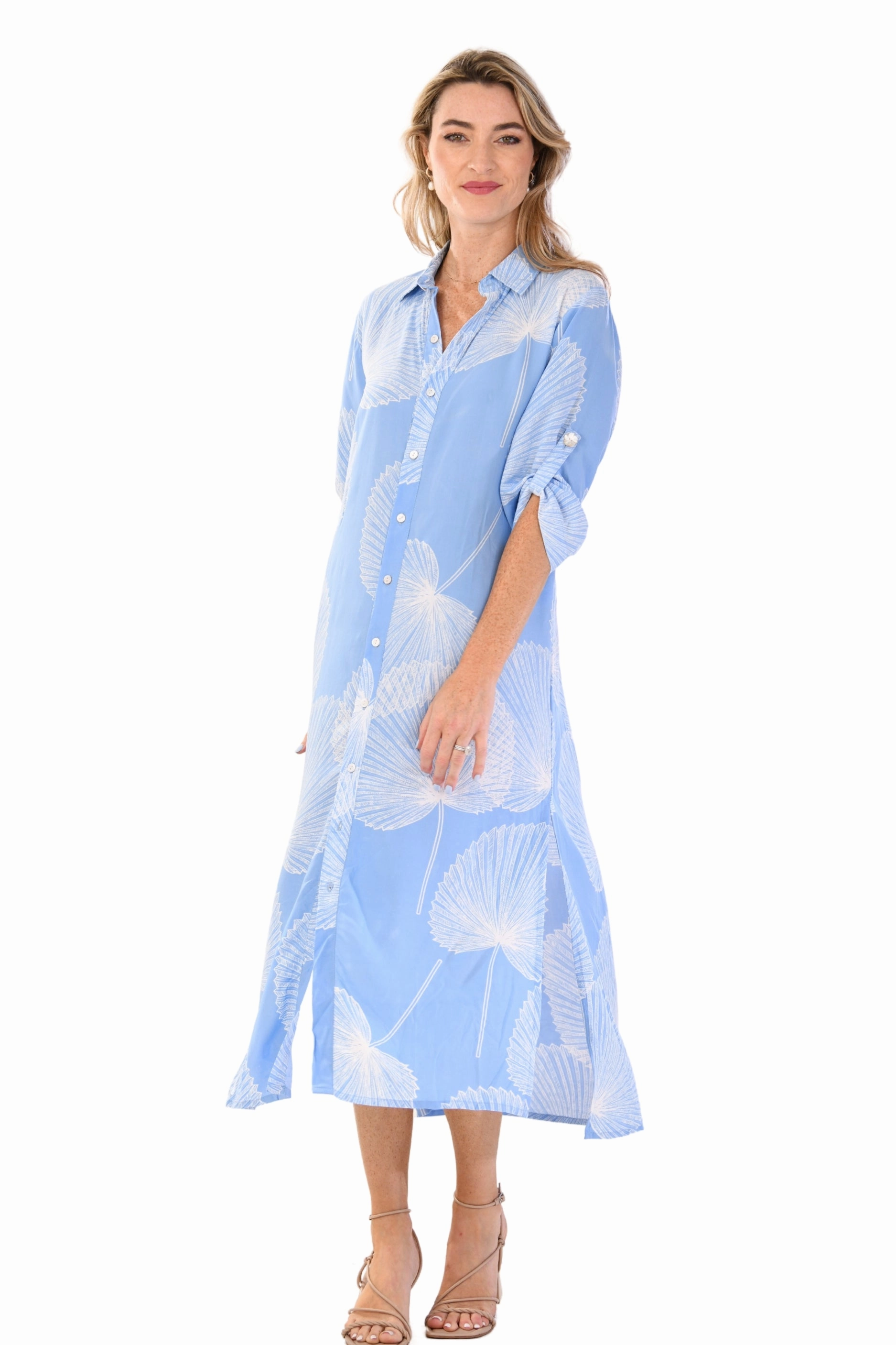 Peach Tone Tulum Dress / Periwinkle Fan Coral