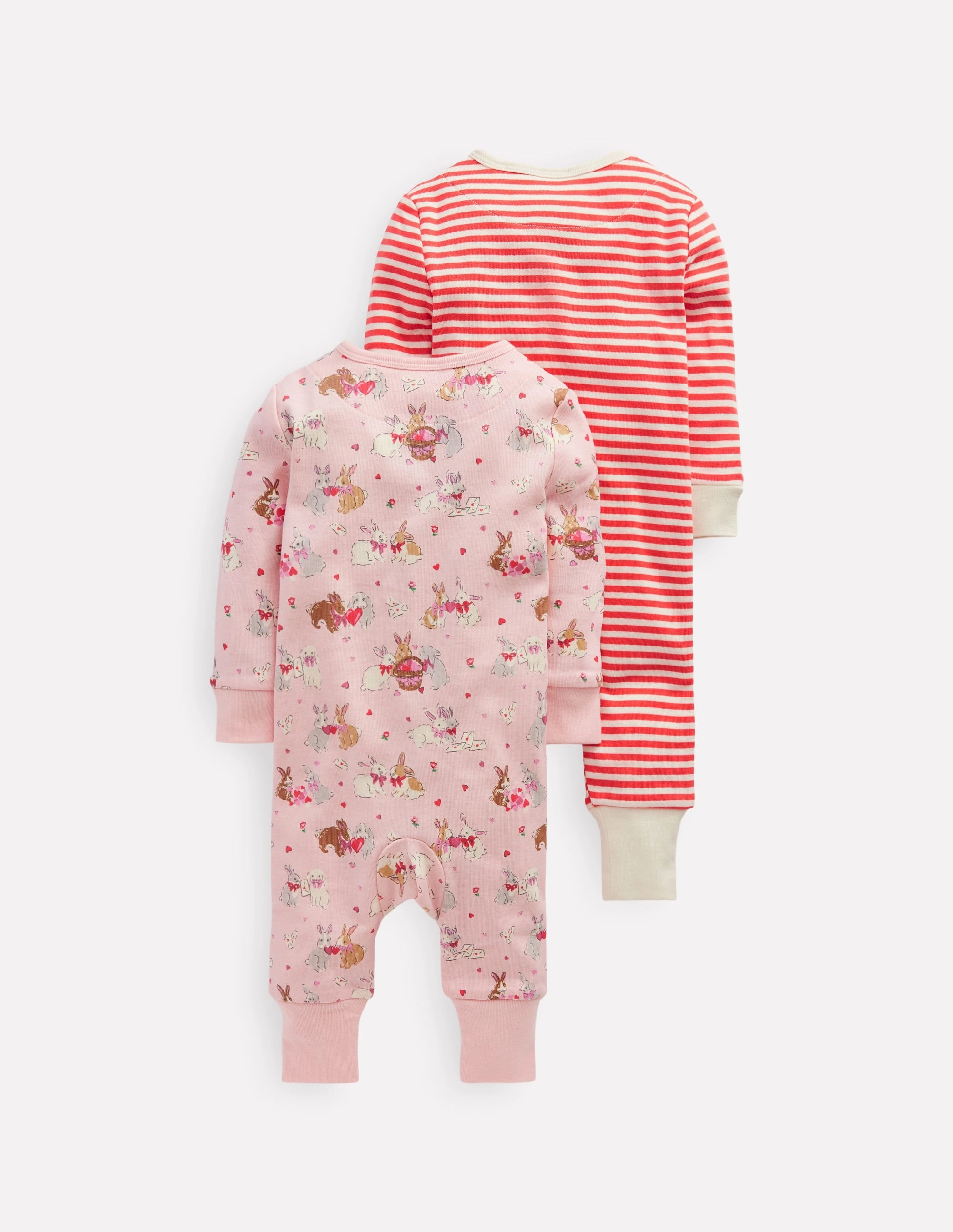 Twin Pack Rompers-Chalk Pink Love Bunnies Modern Charming