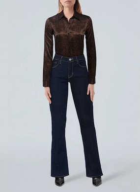 Anti Microbial Lining Compact Weave Fabric Tyler Silk Blouse Brown Herringbone Print