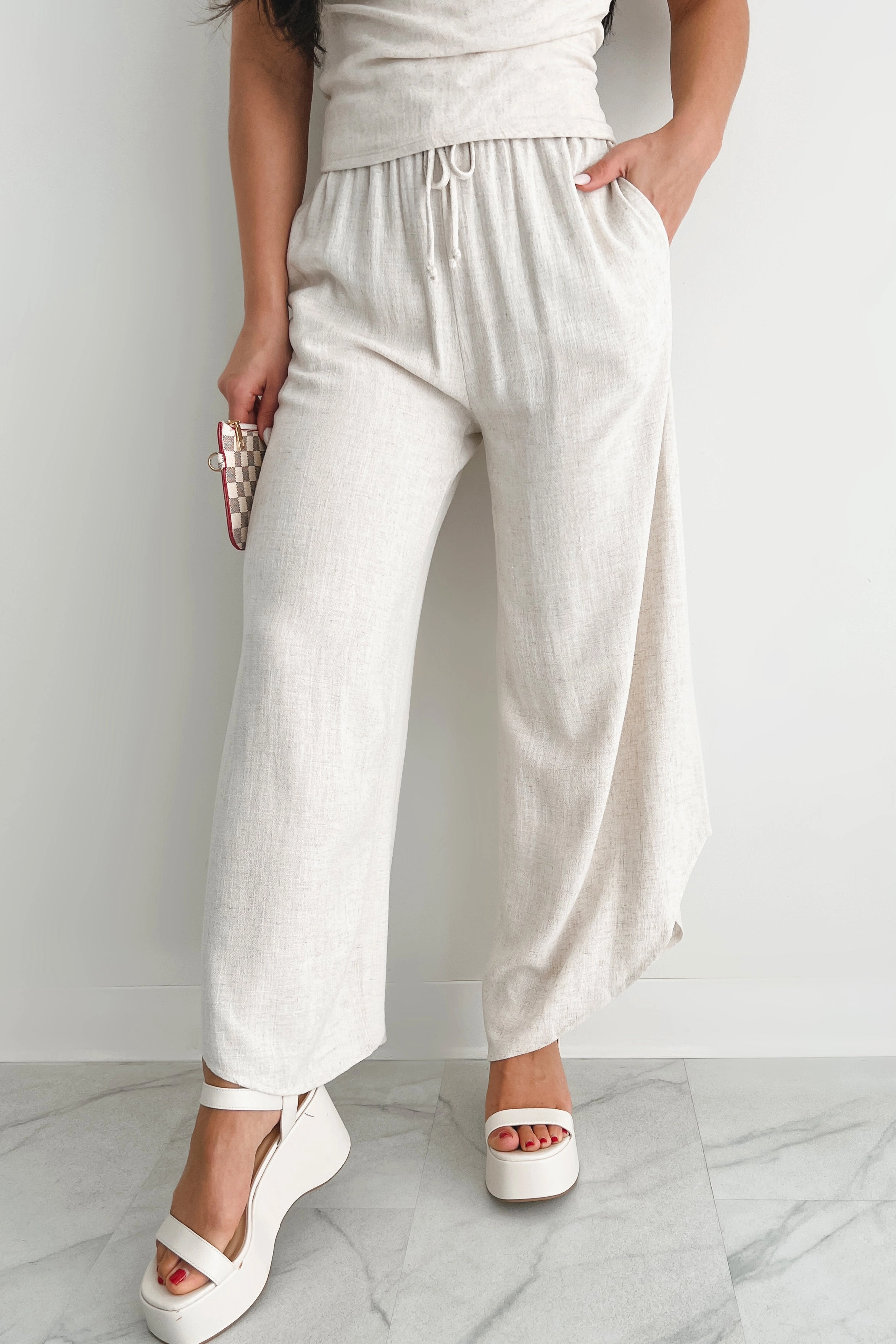 Casual Movement Breezy Hour High Rise Linen Pants (Oat)