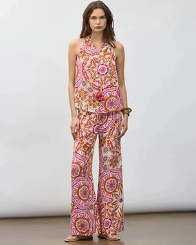 Relax Fit Active Wear Devon Pant Sunburst Medallion Azalea Pink