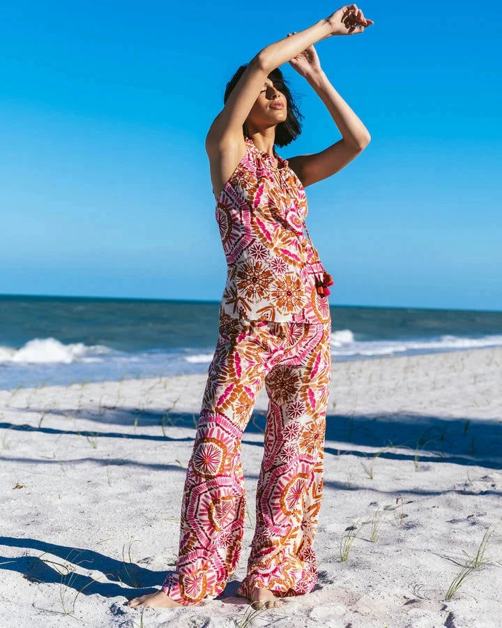 Devon Pant Sunburst Medallion Azalea Pink Comfy Texture Minimal Look