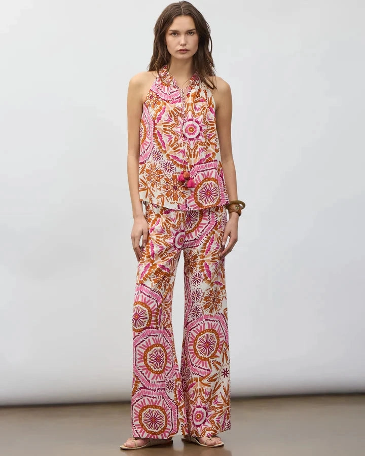 Relax Fit Active Wear Devon Pant Sunburst Medallion Azalea Pink