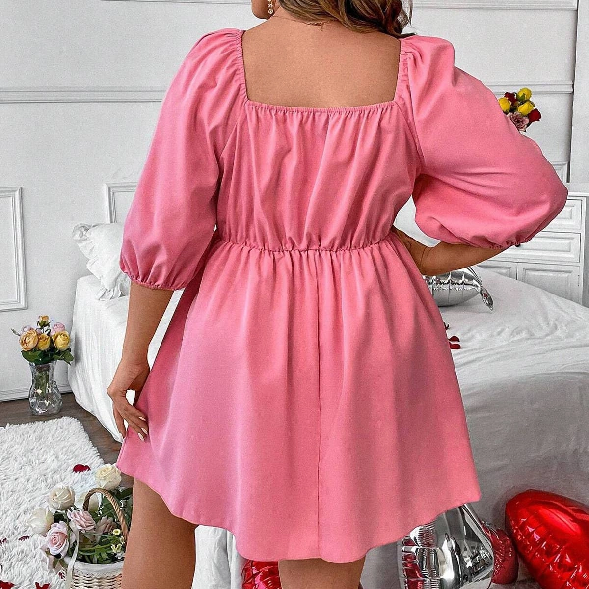 Vibrant Colors Playful design piece BUBBLE SLEEVE A-LINE CASUAL MINI DRESS_CWDSD3332