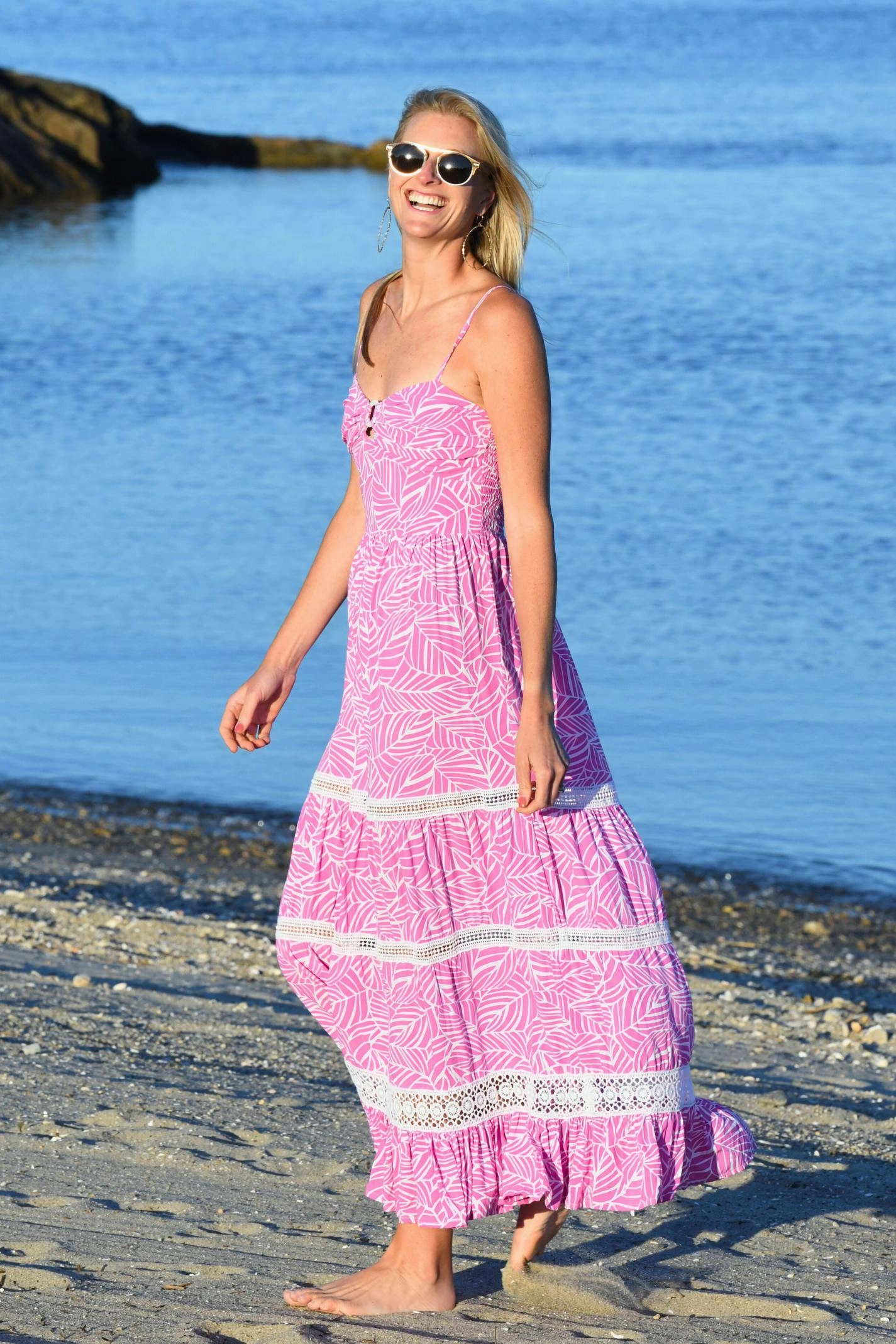 Easy Look La Jolla Dress / Magenta Leaf
