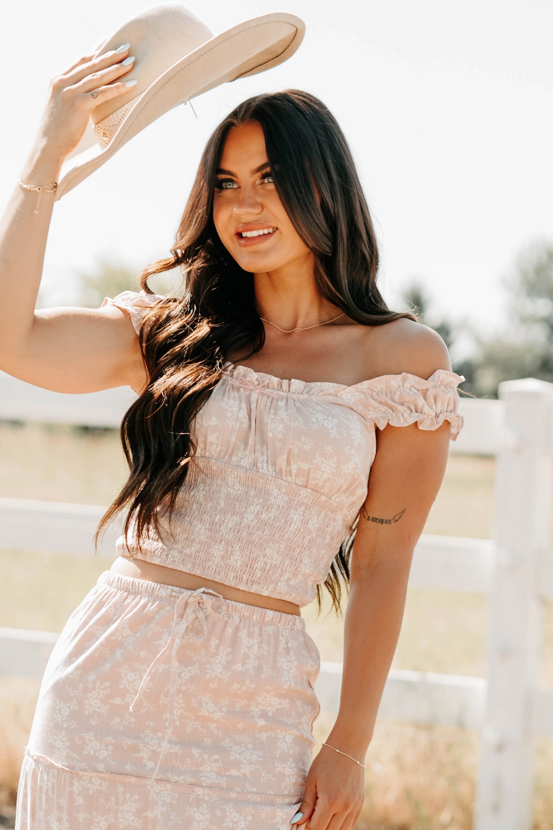 Up The Hill Smocked Floral Tank Top (Pink) Cozy Cardigan