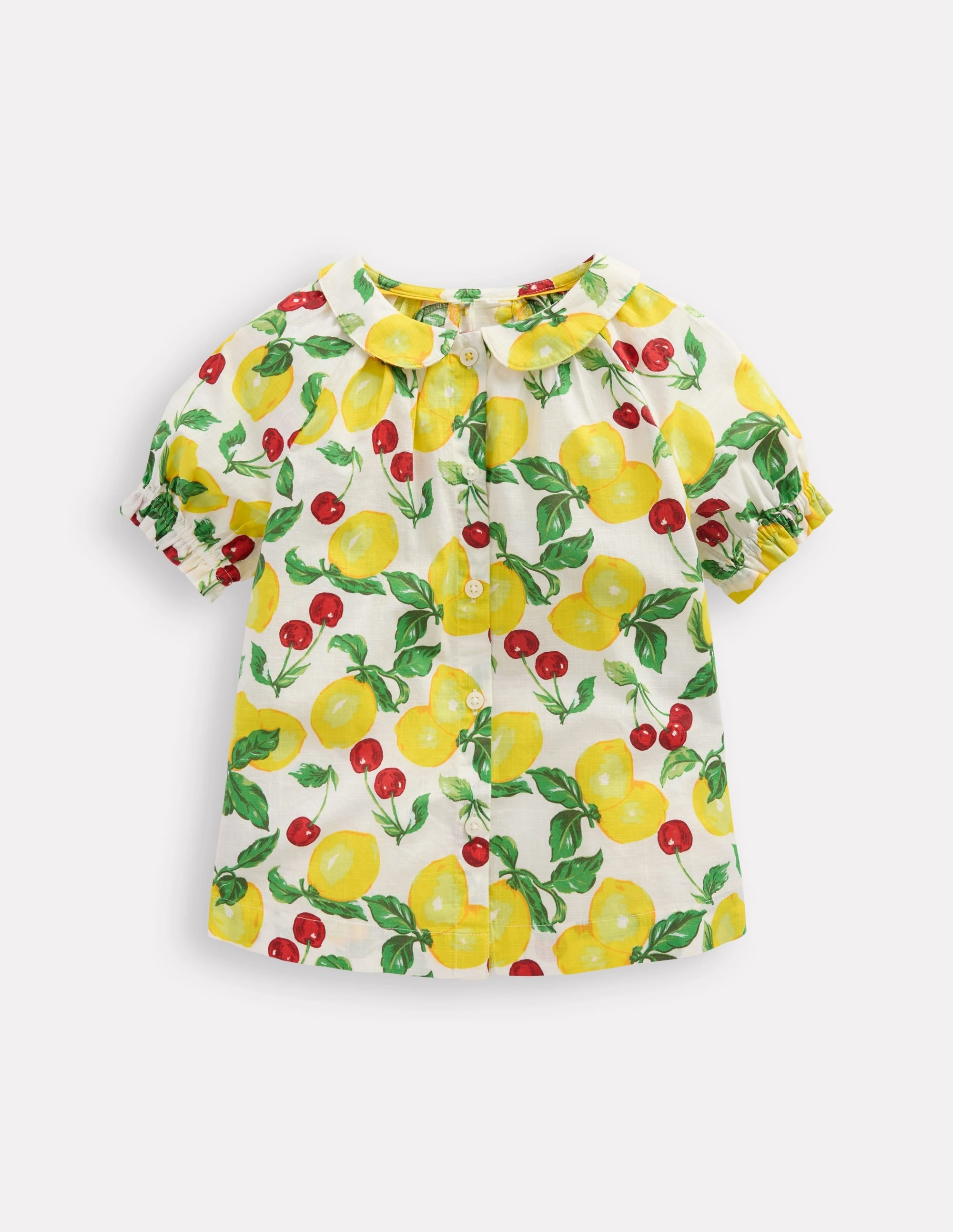 Woven Collared Top-Lemons and Cherries Printed top High Neckline
