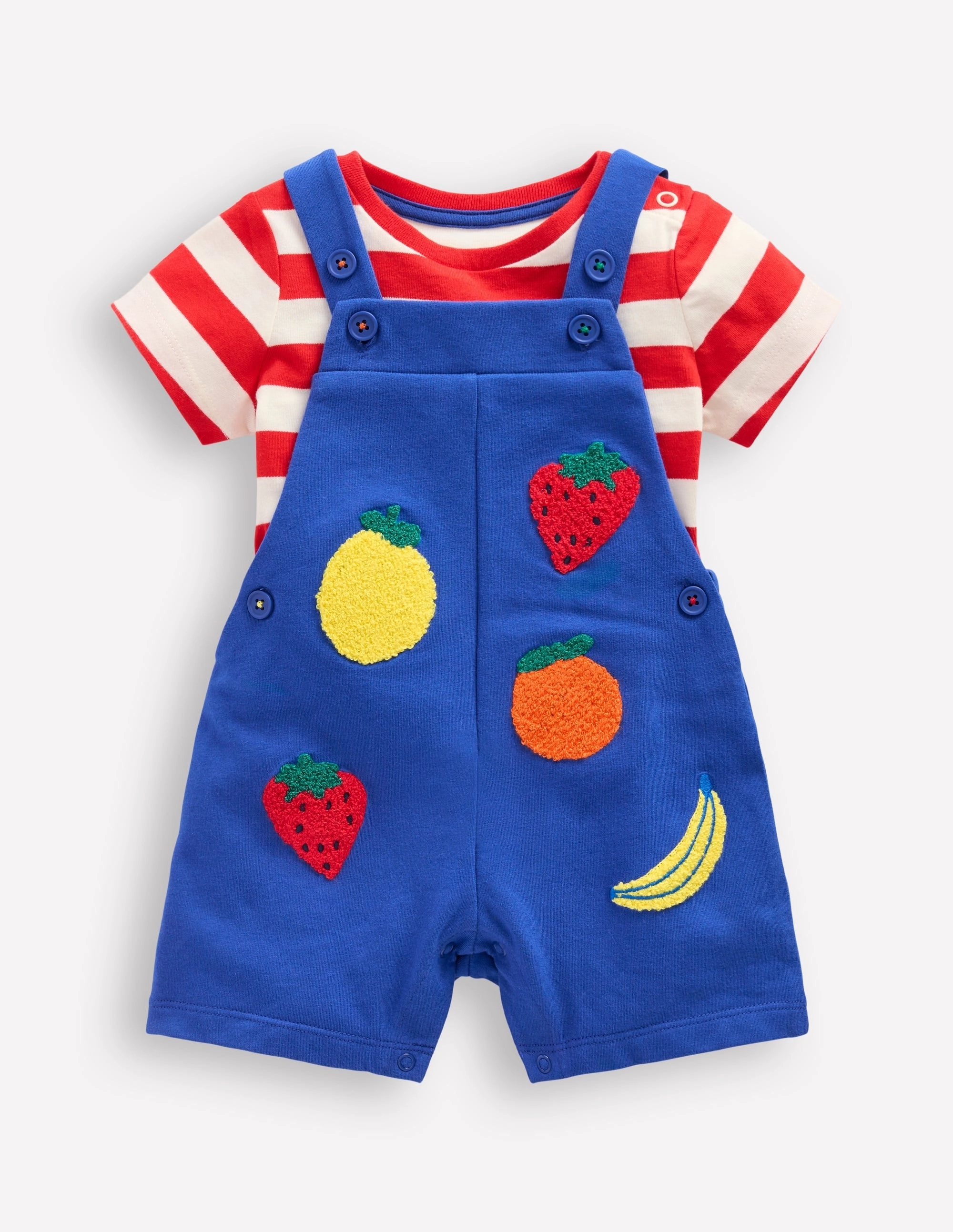 Boucle Jersey Dungaree Set-Navy Fruit Trendy Wedding