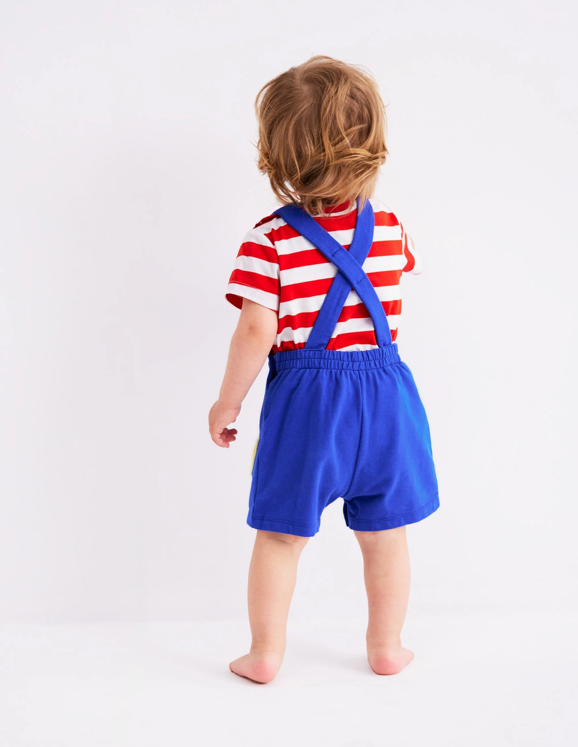 Boucle Jersey Dungaree Set-Navy Fruit Beach Durable Loose Versatile