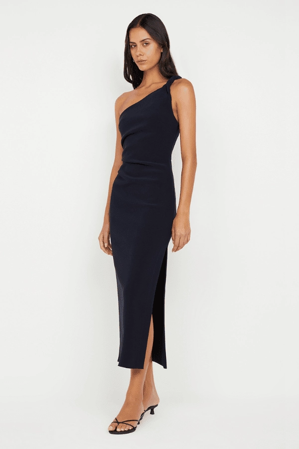 Ariven Asym Midi Dress Black Comfy and Chic Sleeveless Cut