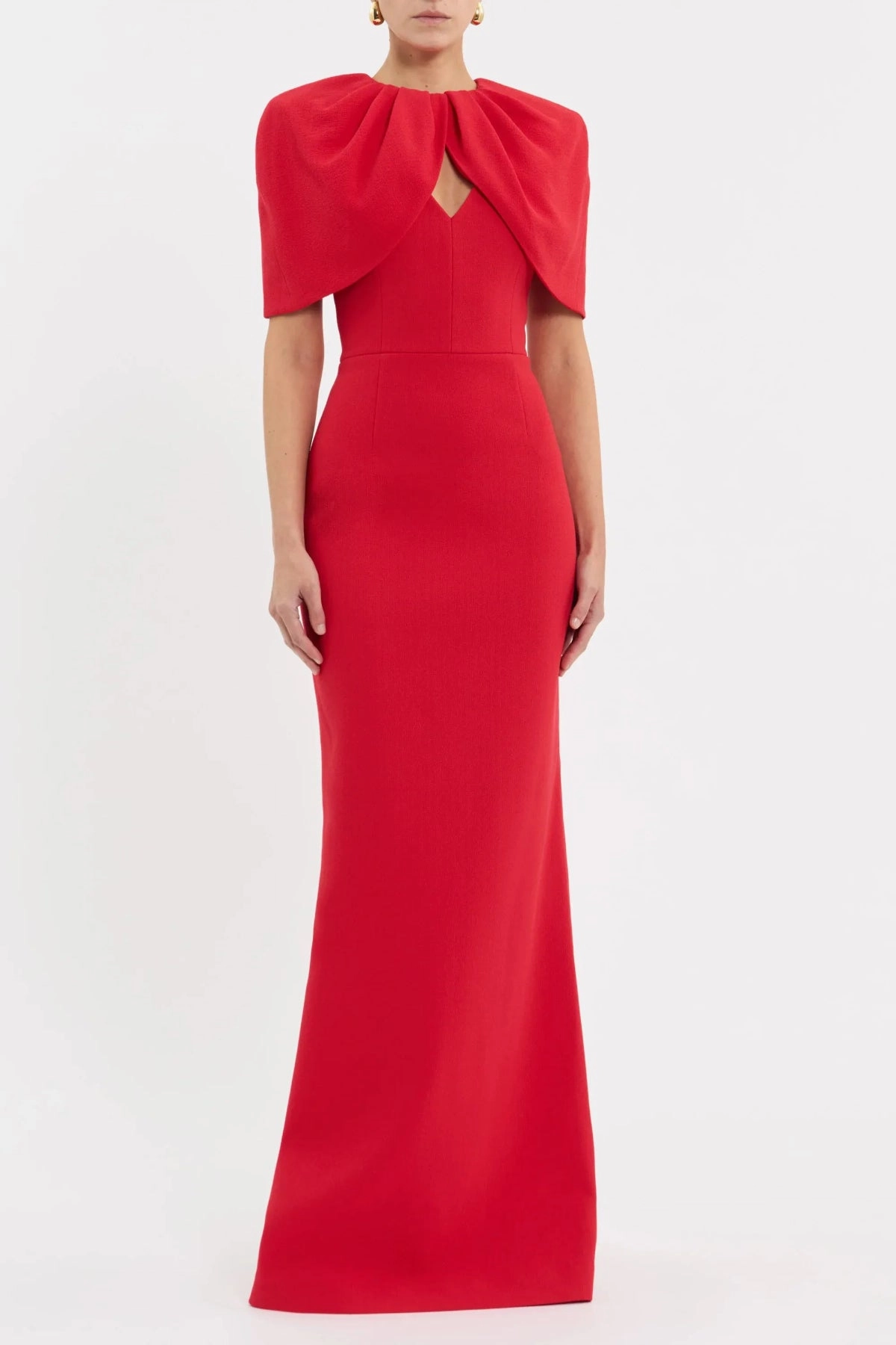 Cameron Gown Red Classic Tailoring Draped Fabric