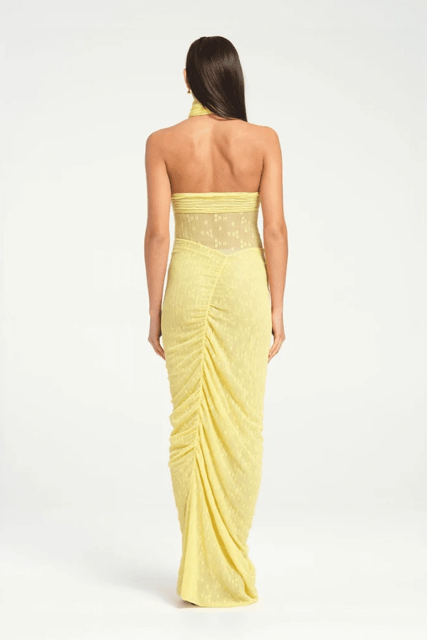 Hudson Lace Maxi Dress Butter Rhinestone-Detail