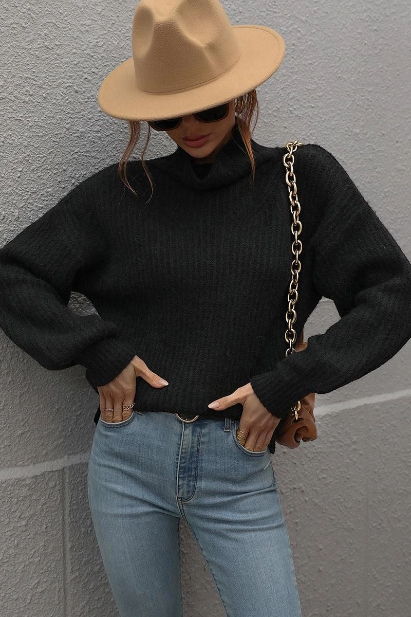 TURTLE NECK LOOSE SLEEVE KNIT SWEATER BoxySilhouette