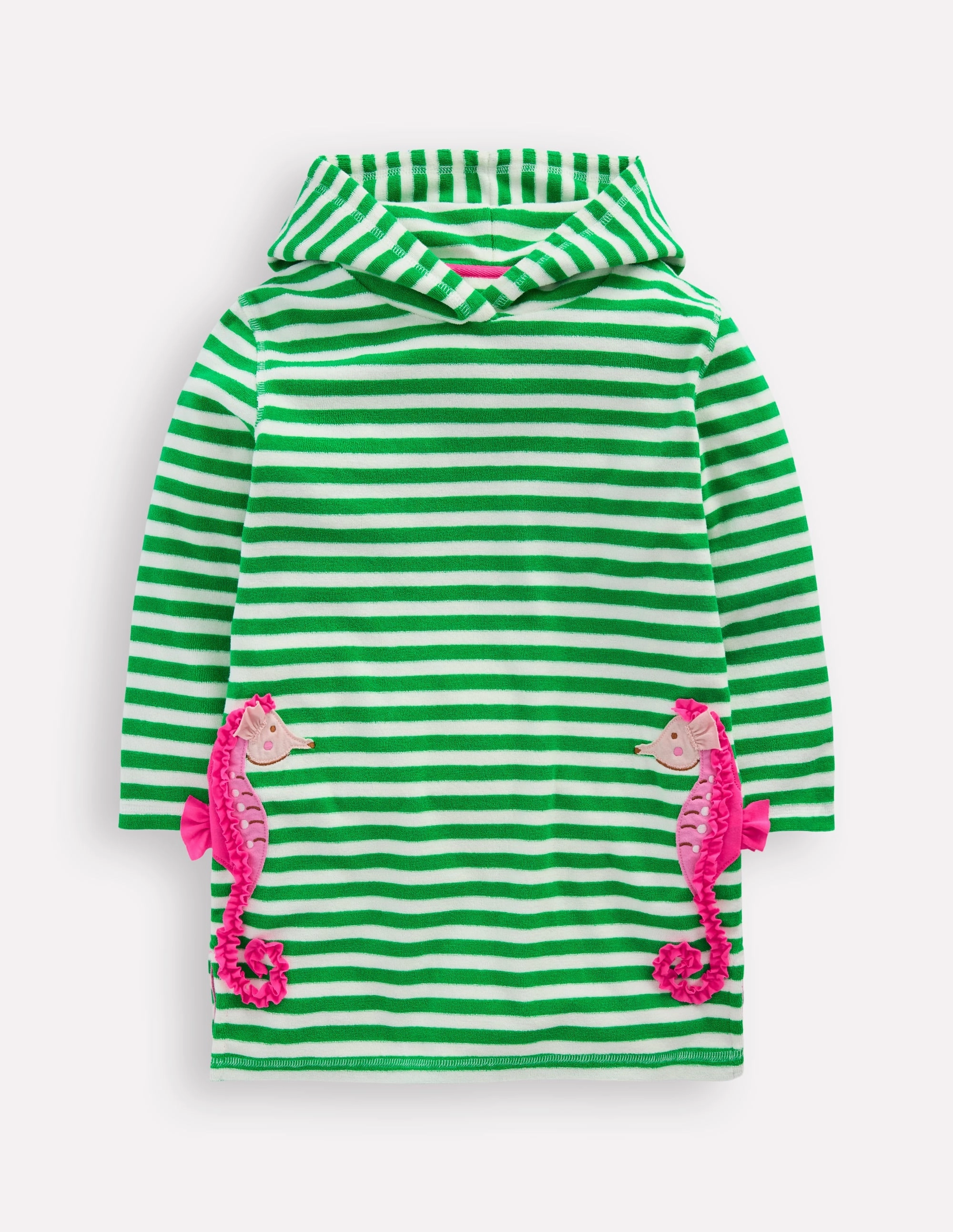 Mara Towelling Throw-On-Green Seahorse Stripe Weekend Escape Sporty Look
