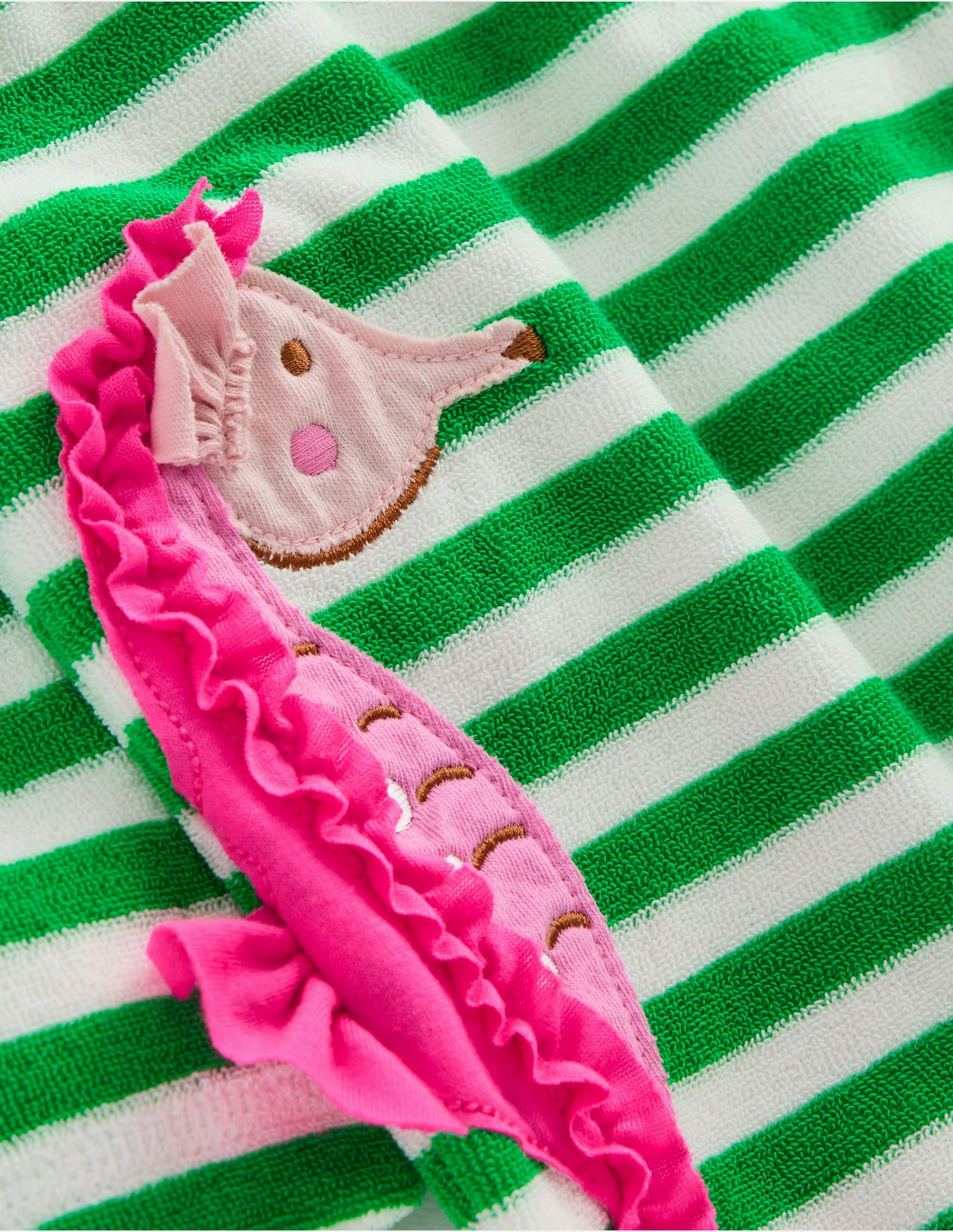 Sun Protection Wear Fashion-Forward Mara Towelling Throw-On-Green Seahorse Stripe