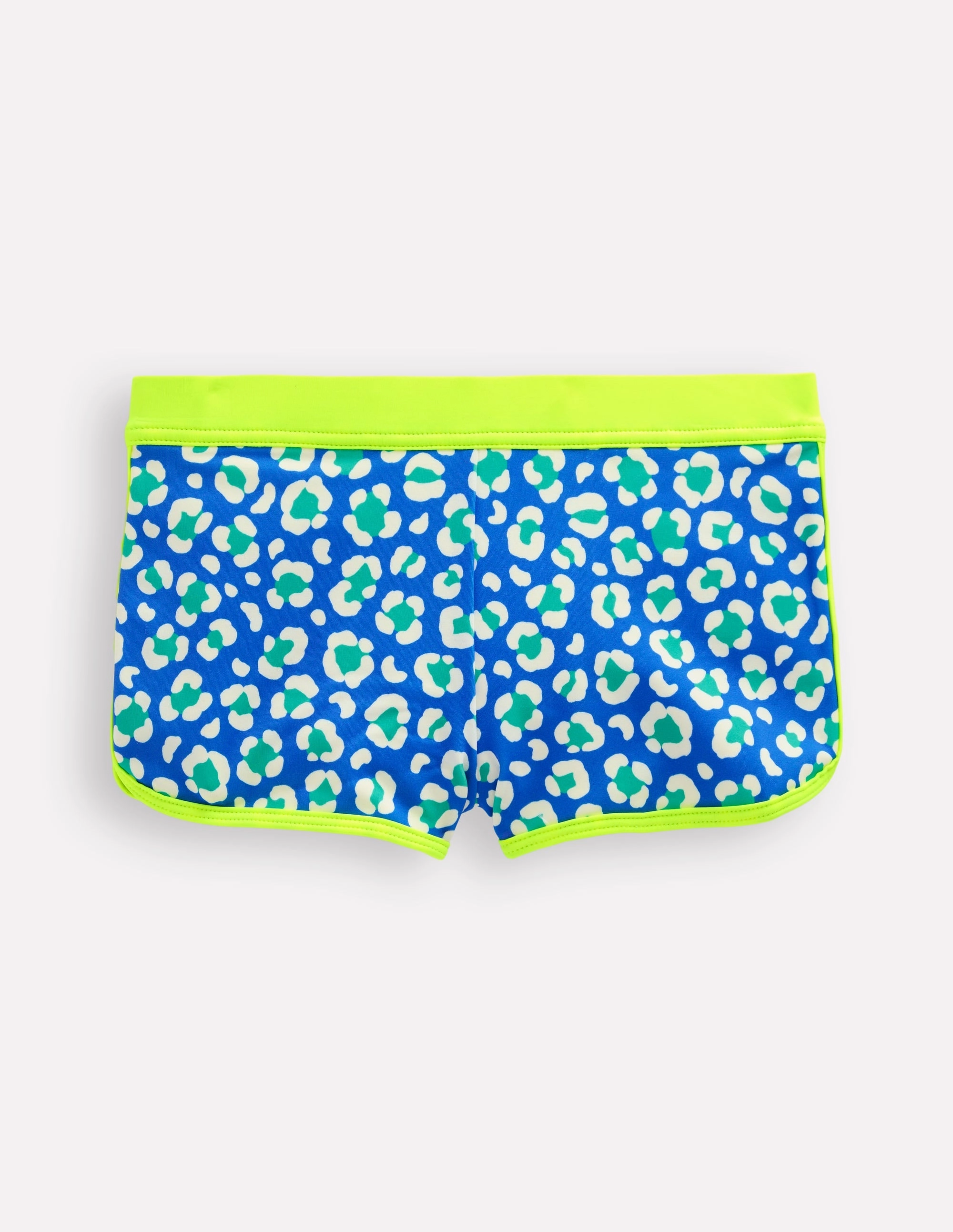 Patterned Swim Shorts-Aquamarine Leopard Abrasion Resistant Surface