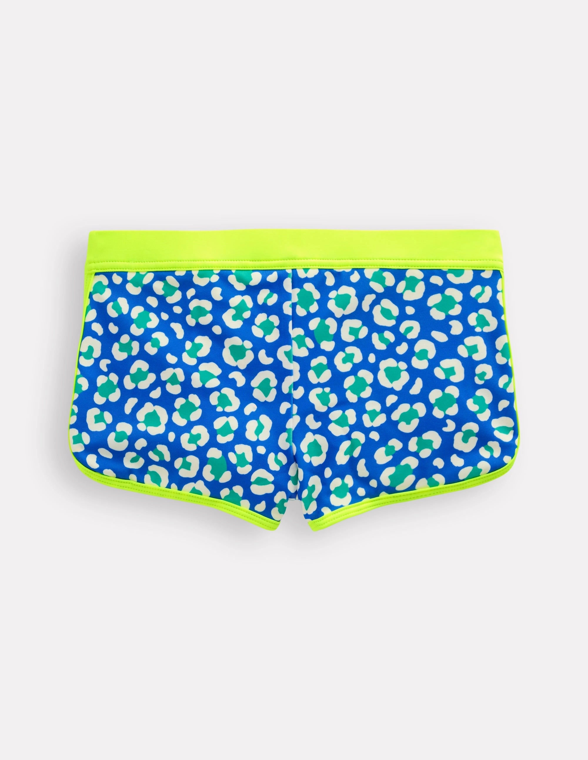 Taped Necklines Patterned Swim Shorts-Aquamarine Leopard