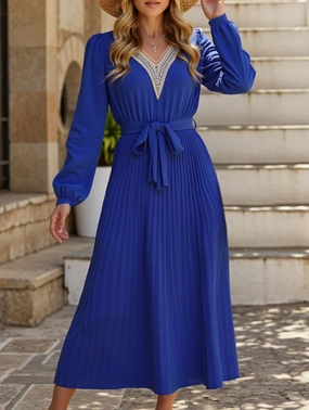 Winter Proof Silky Shine V-Neck Ruffle Pleated Bodycon Dress