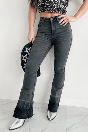 Valkyrie High Rise Flare Indigo Reign Jeans (Black) All Weather Comfort Practical Comfort