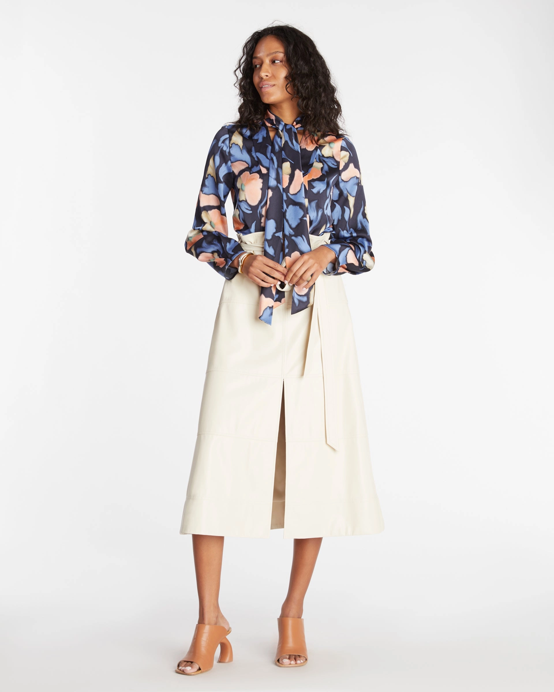 Premium Look Laser Cut Perforations Vegan Leather Hudson Skirt