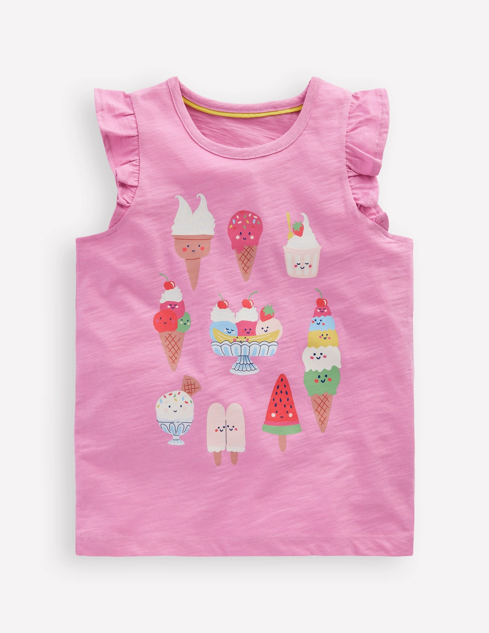 Ultrasoft Inner Lining Short Sleeve Frill Logo Top-Chalk Pink Ice Creams