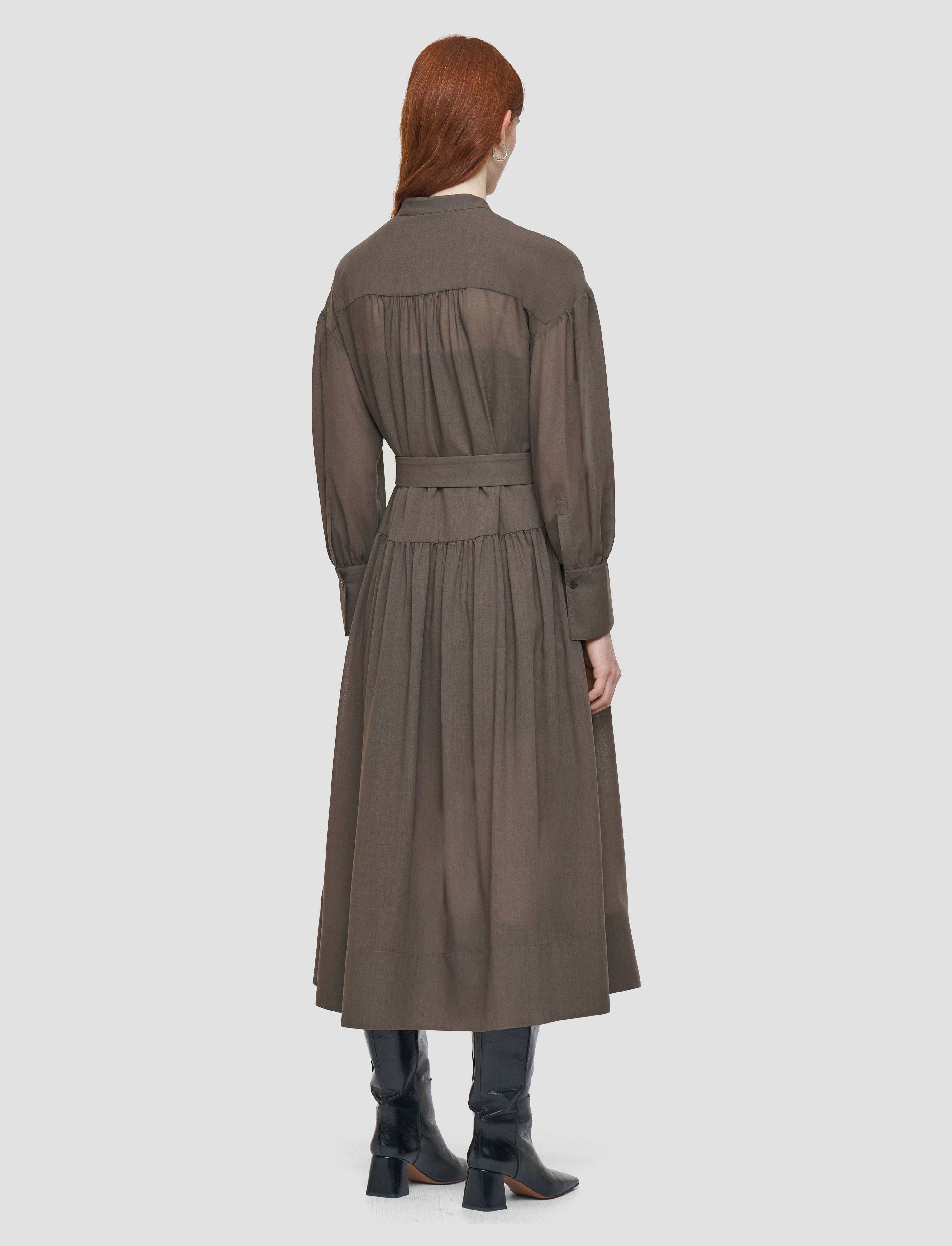 Emma Sheer Fine Wool Dress High Waist Polished look dress