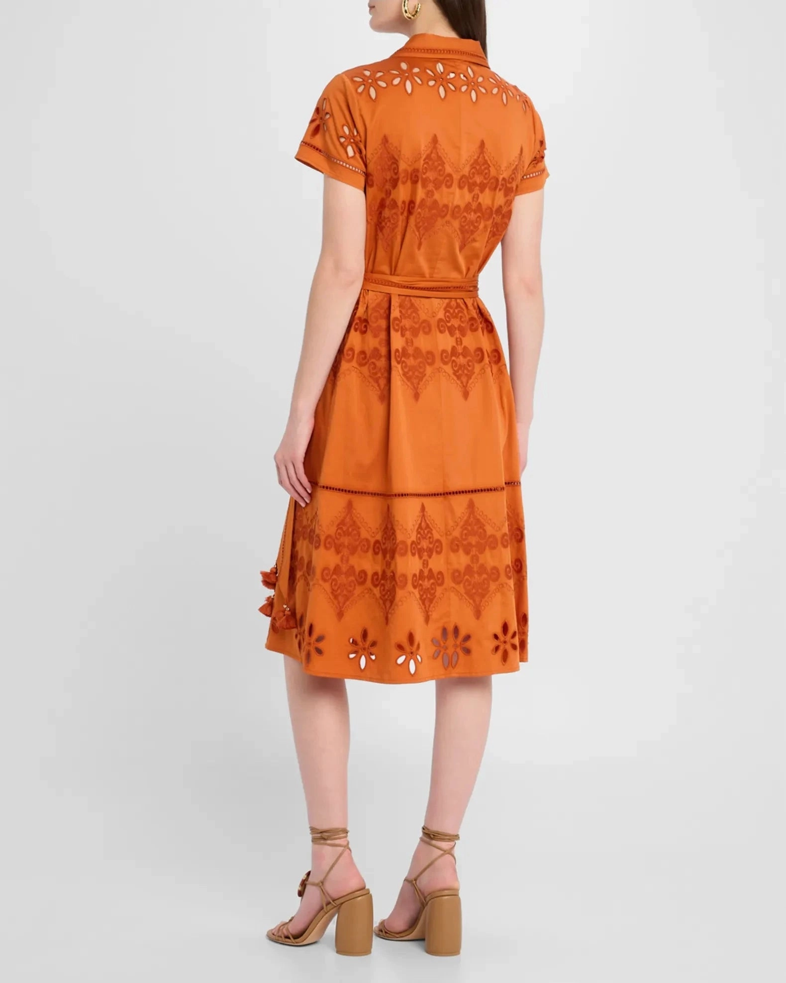 Eva Belted Midi Shirtdress Dress Burnt Sienna Formal Choice Feminine Touch