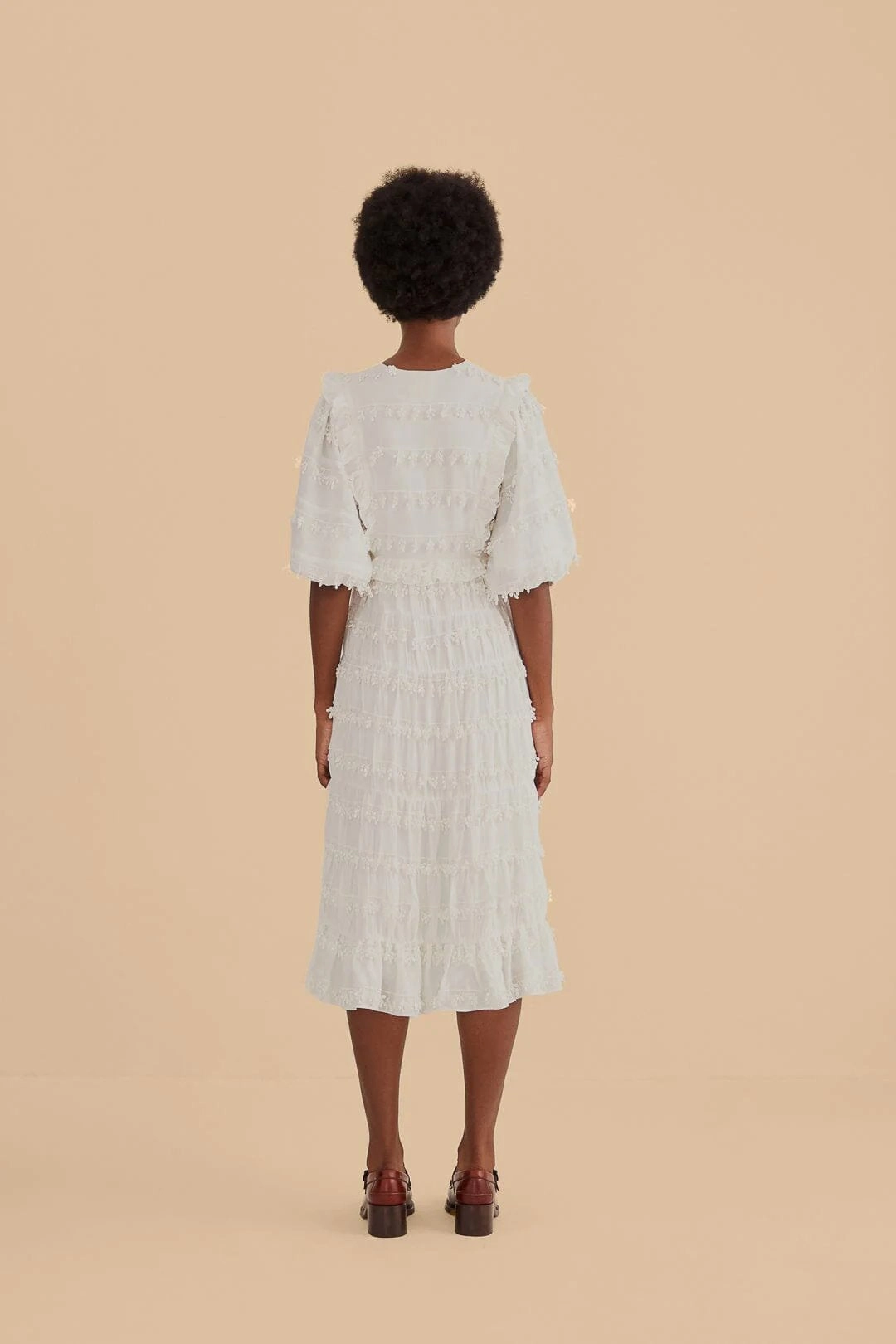 Ruffles Tassels Midi Dress Off White Timeless Energy