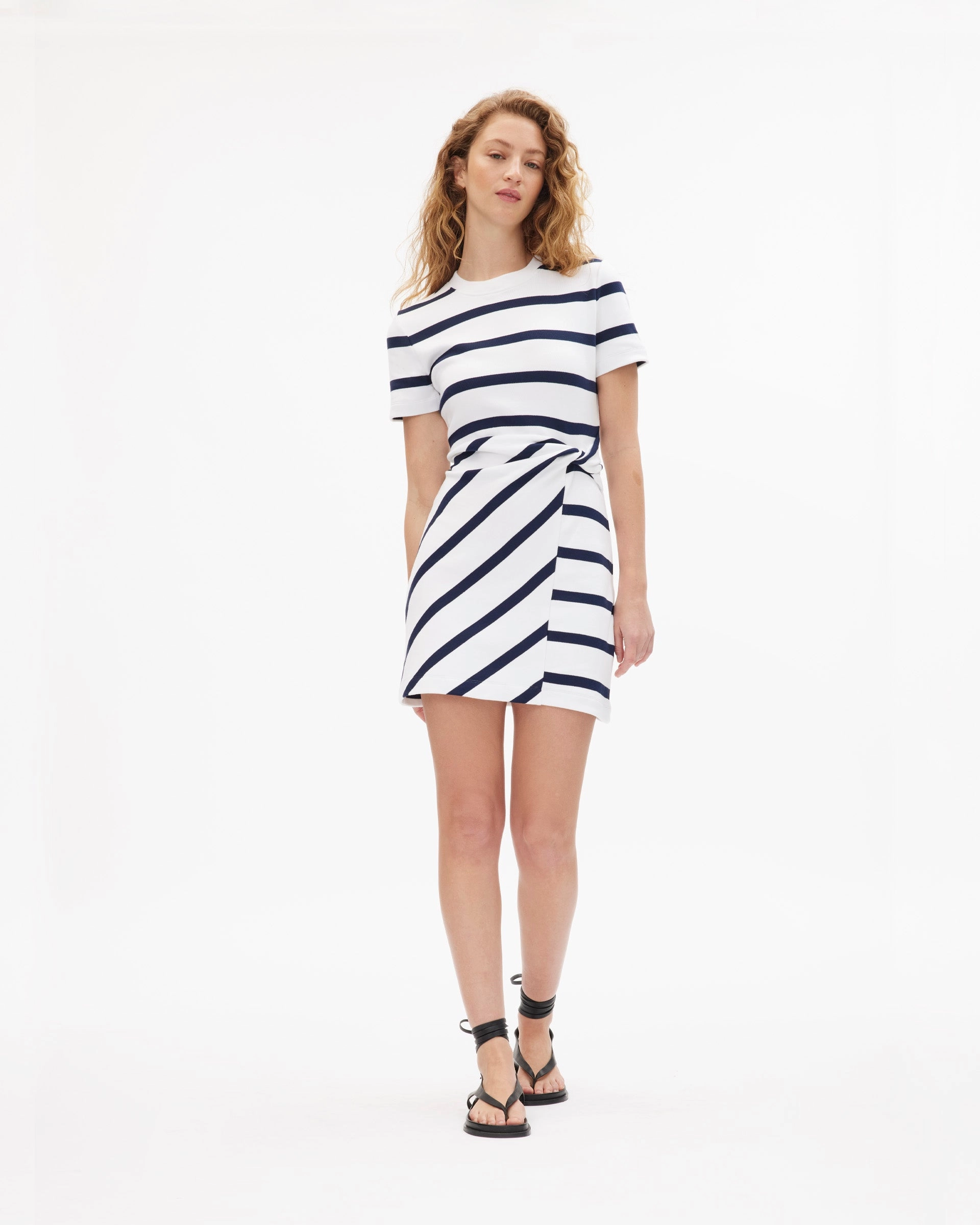 Short Striped Cody Dress Sweetheart-Neck