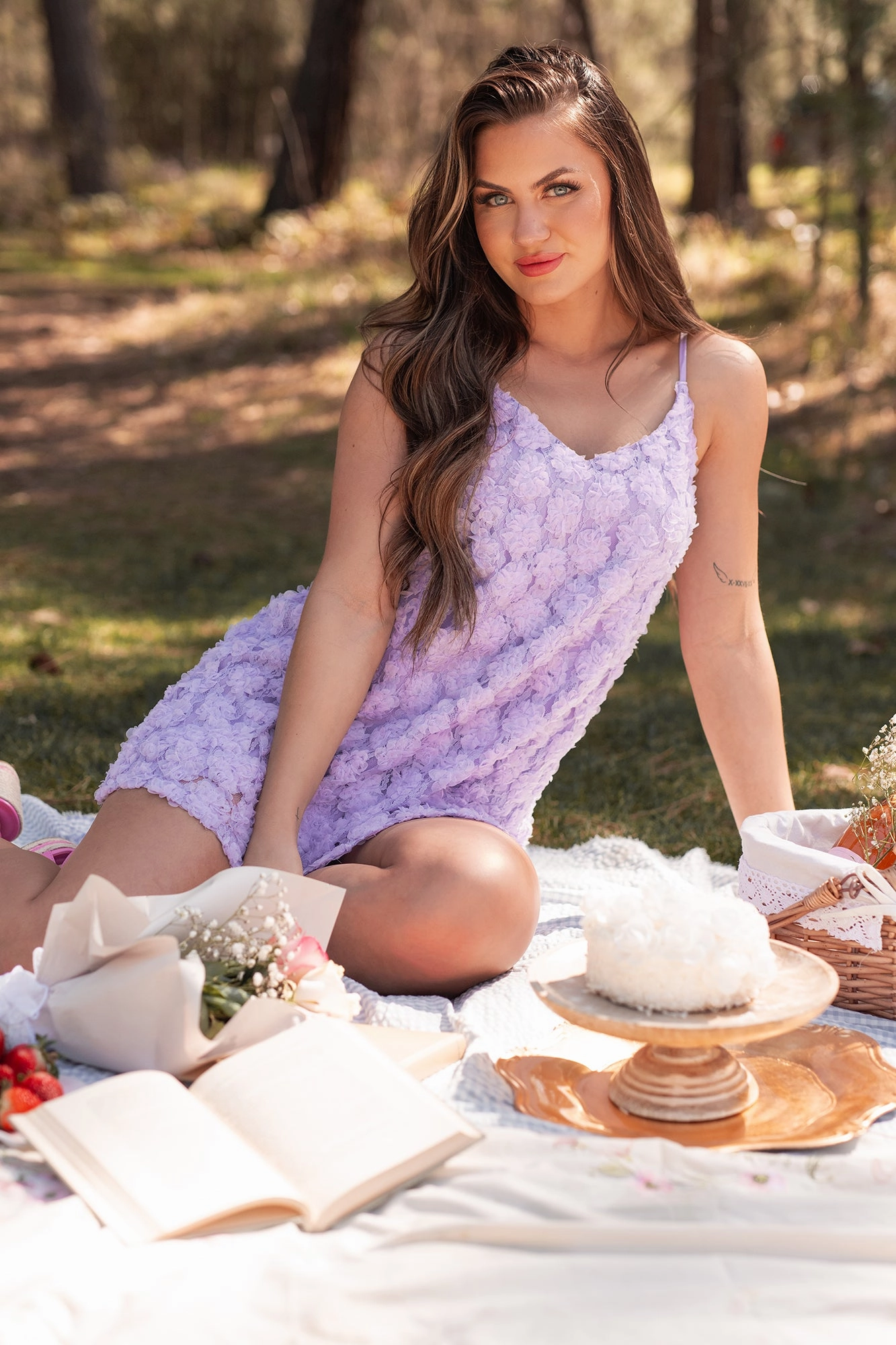 Elegance In Bloom Floral Textured Mini Dress (Periwinkle) Subtle-Print