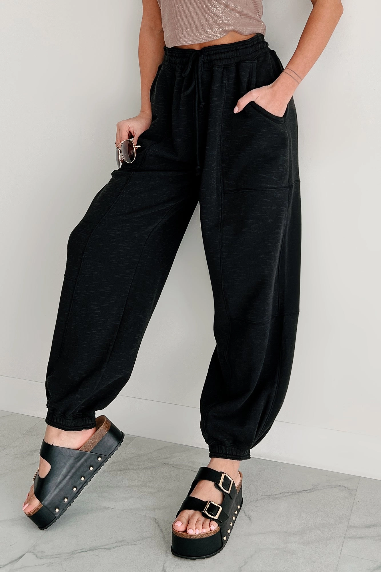 Back To The Basics Drawstring Sweatpants (Black) ArticulatedJoints Sleek Design
