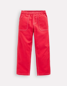 Simple Fit Pull-on Cotton Trouser-Strawberry Tart Red