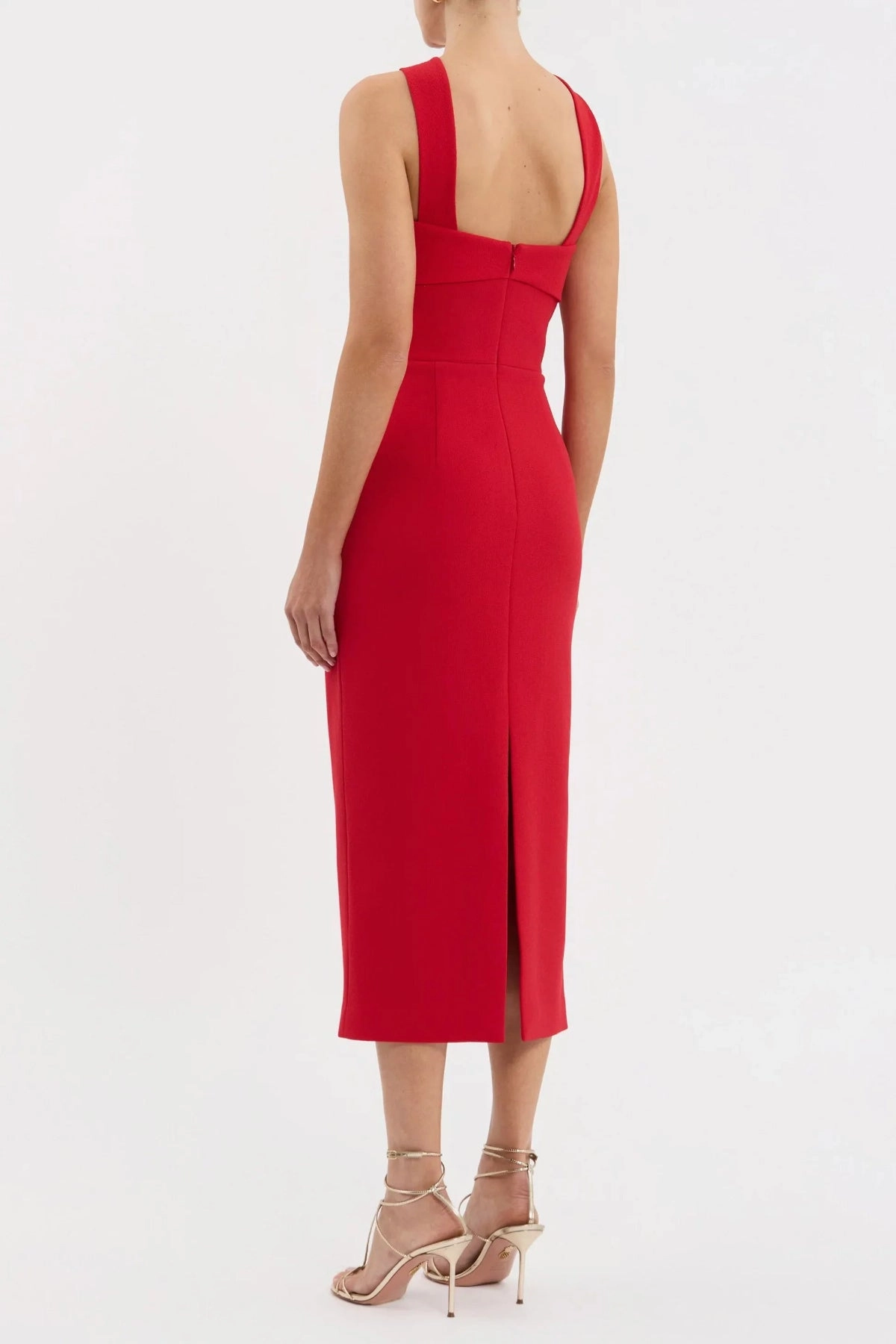 Cameron Asymmetrical Midi Red Warm Season Gentle Stitch