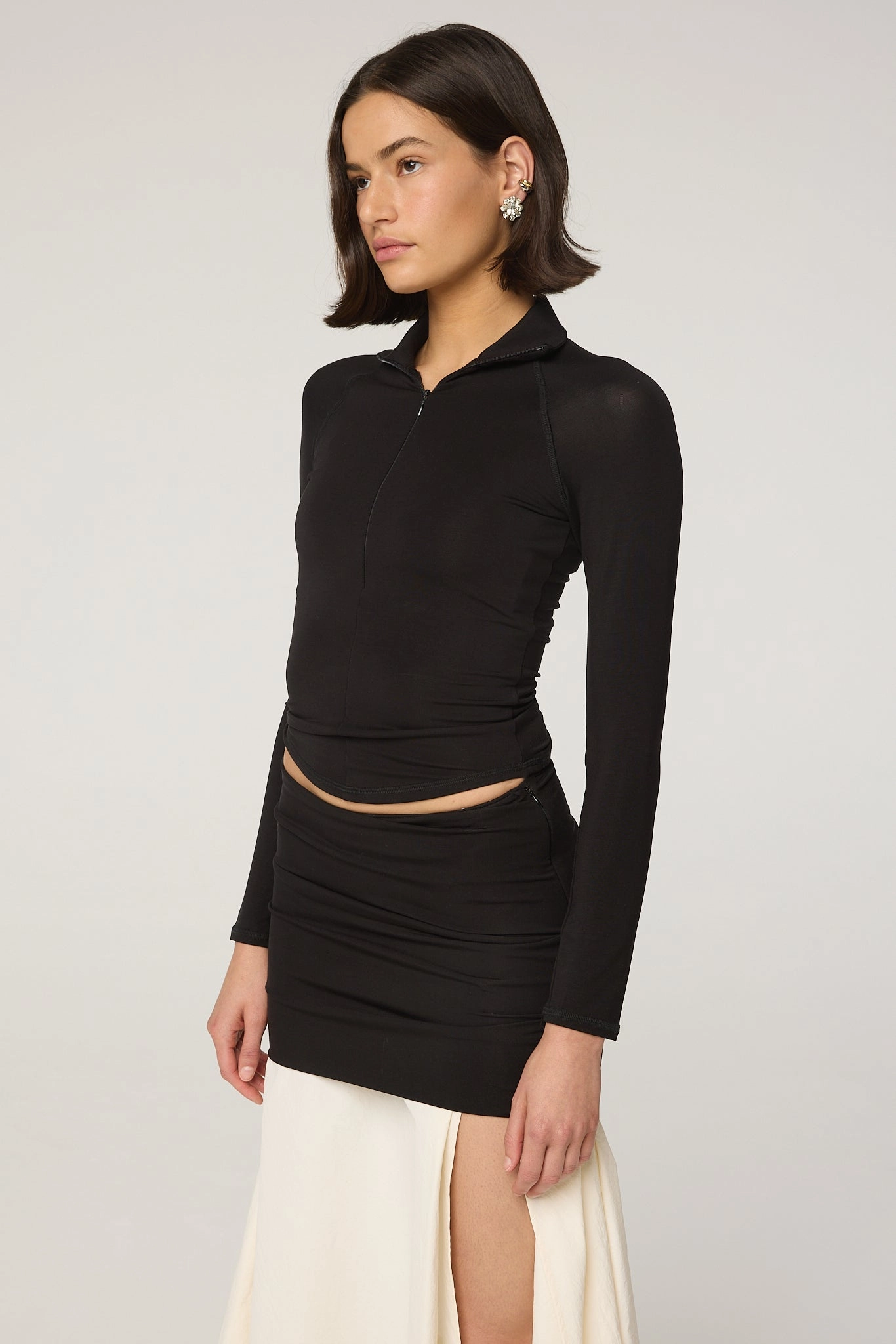 SheerLayering Self Fabric Tie FION TOP