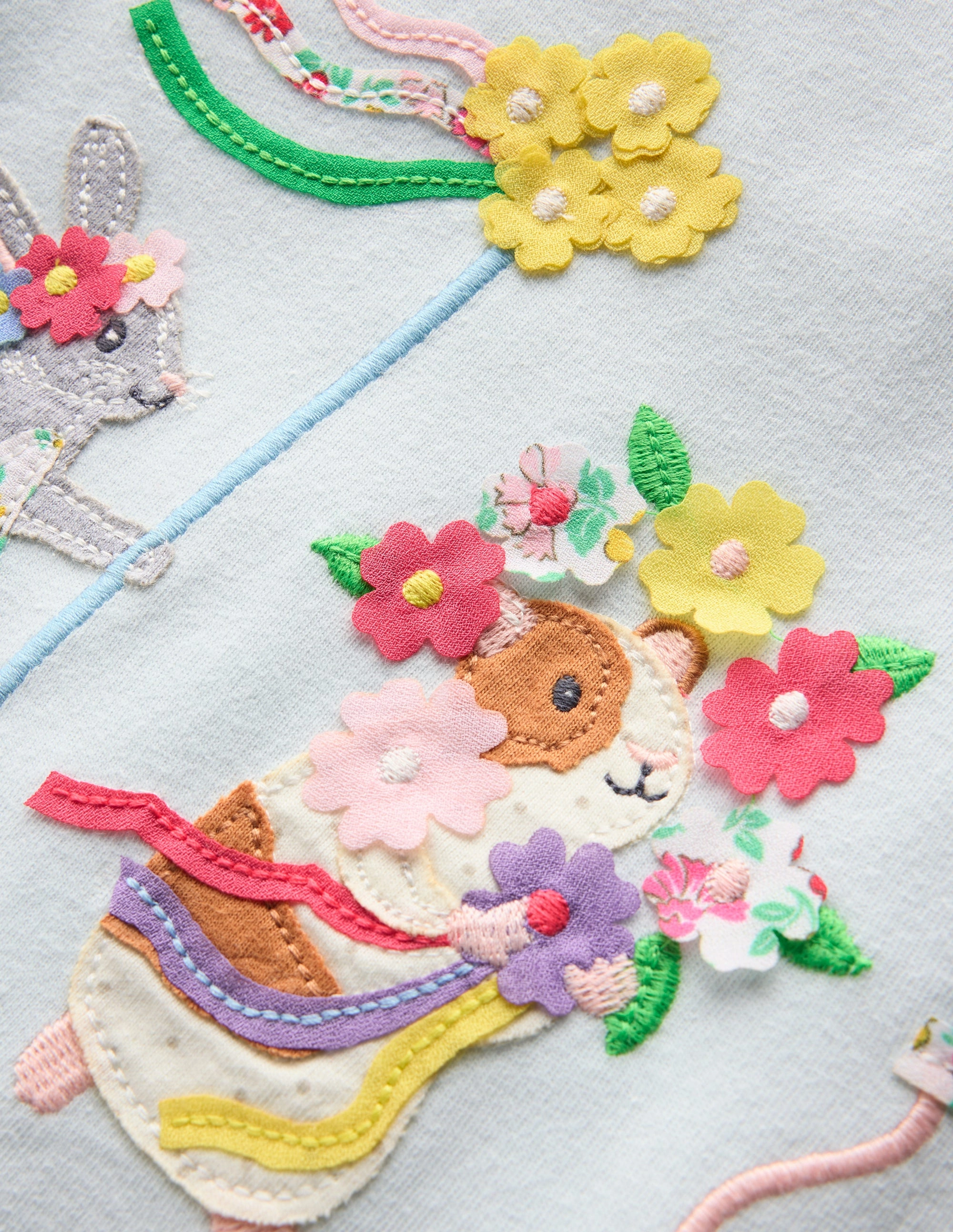 Puff Sleeve Applique Top-Cloud Blue Animals Professional Cut