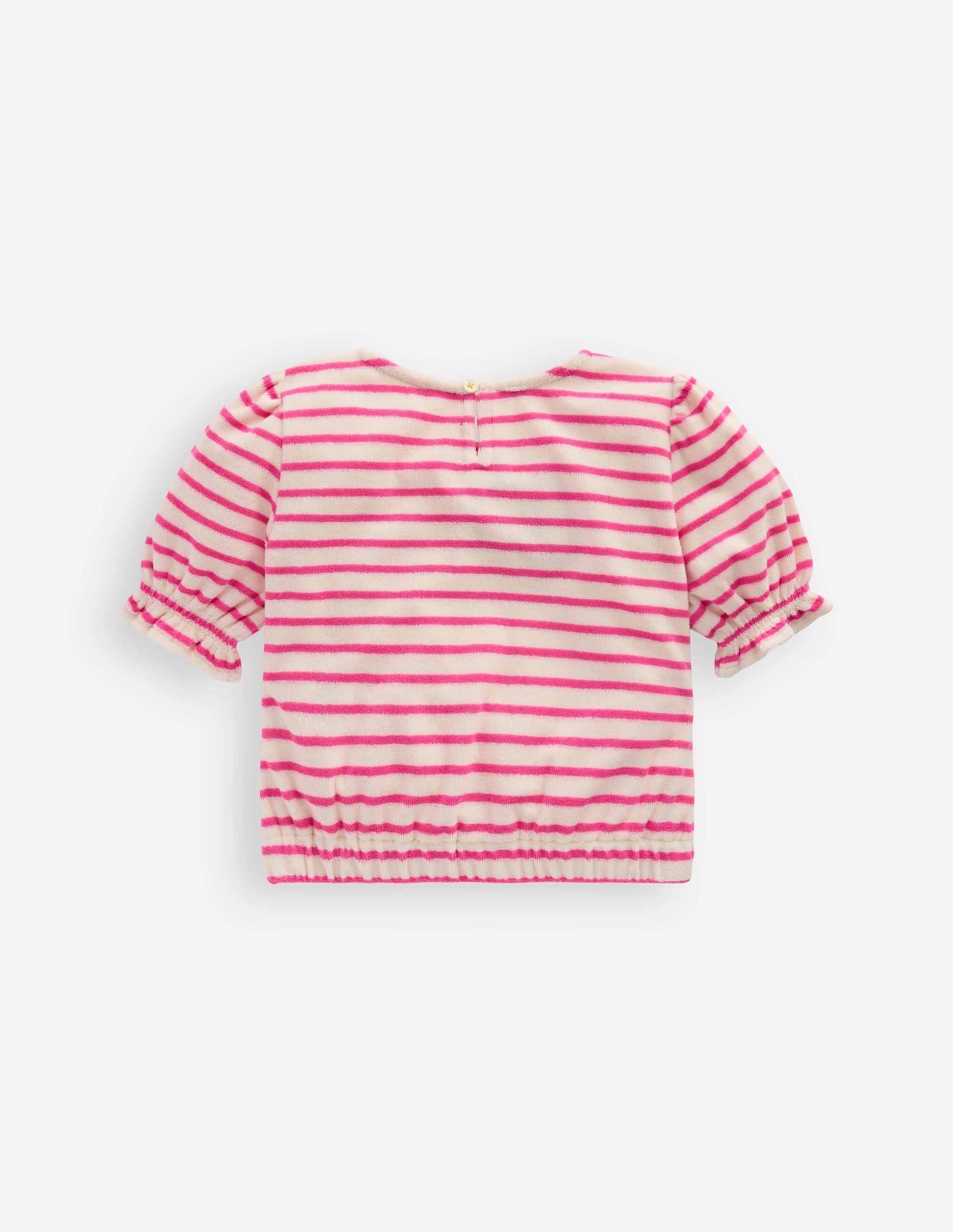 Towelling Top-Sorbet Pink/ Ivory Stripe Stylish Hoodie Ventilated Panel Design