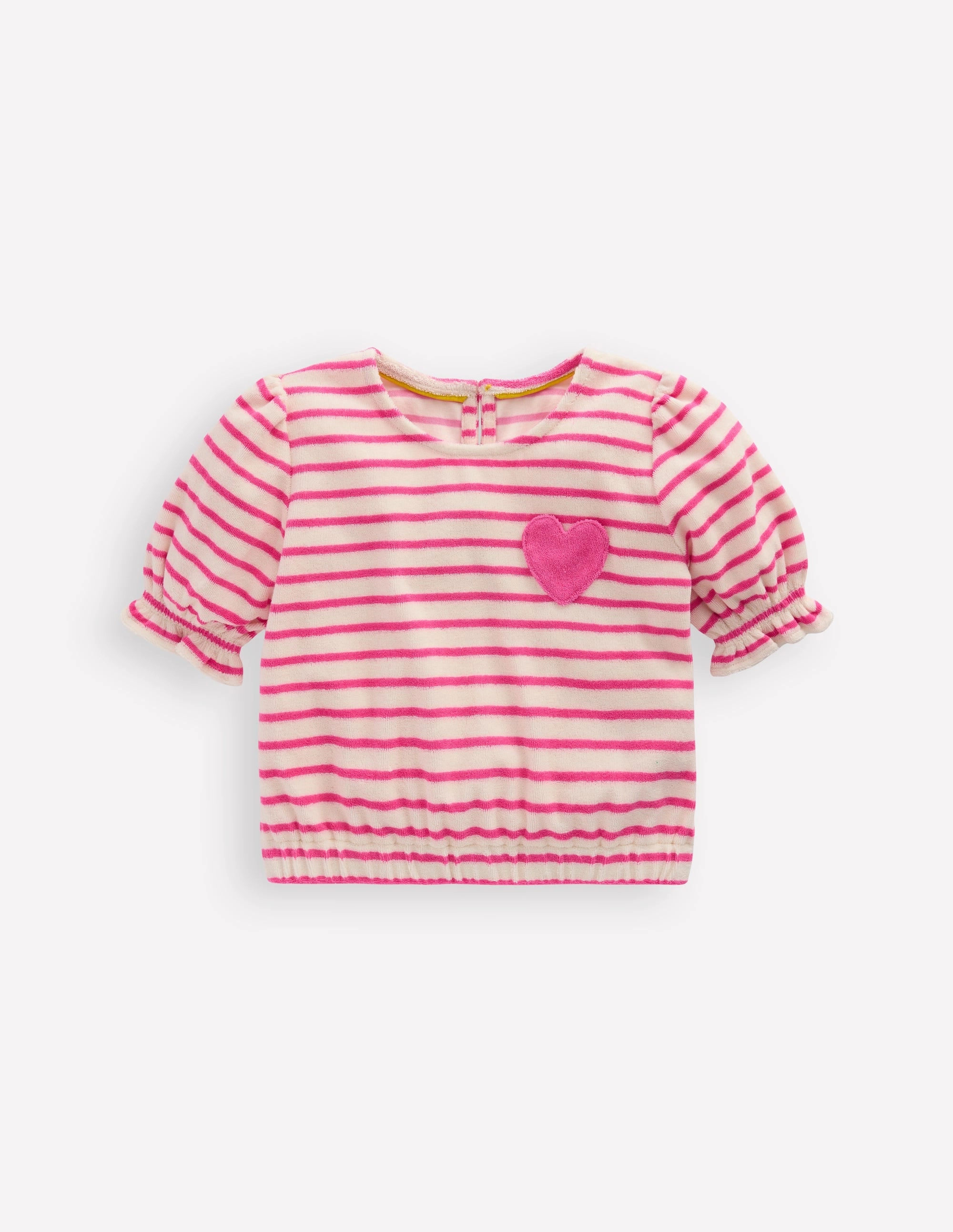 Summer Blouse Towelling Top-Sorbet Pink/ Ivory Stripe