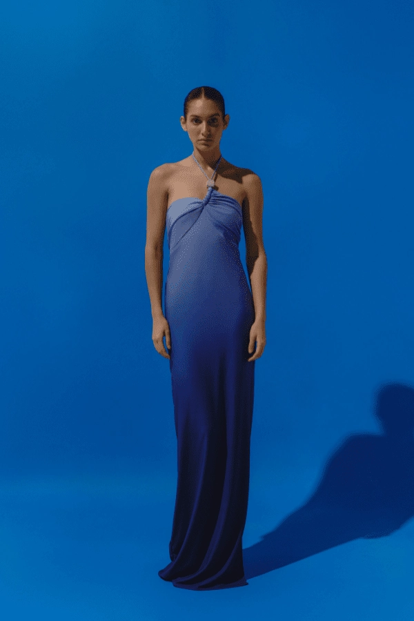 Bari Dress Lapis Lazuli Satin Finish