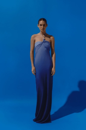 Bari Dress Lapis Lazuli Satin Finish