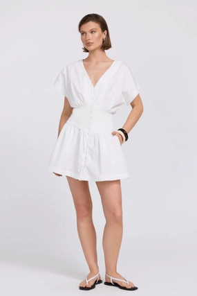 Side-Slit Modern Wear Versed Mini Dress Chalk